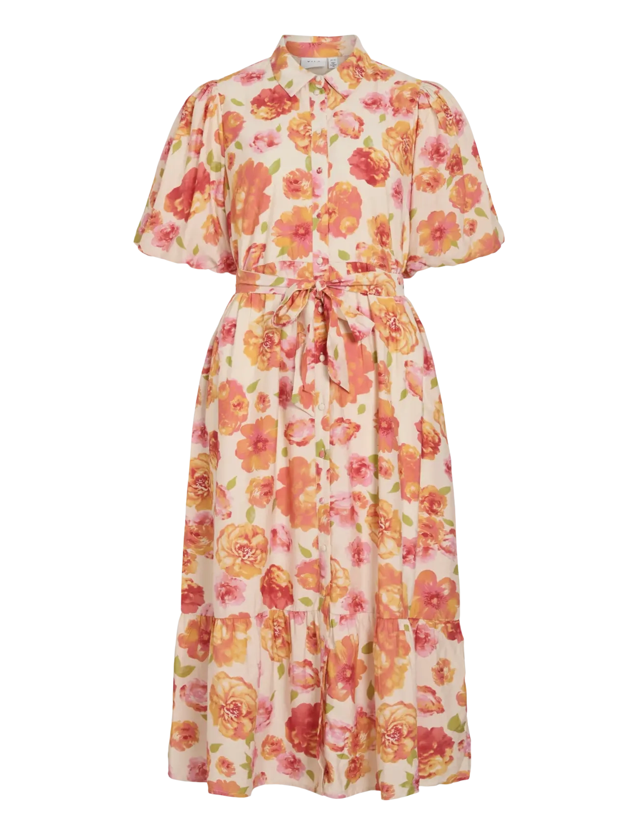 VILA Vialinia Sol 2/4 Midi Shirt Kleid/Ln Weiß - 40 - Damen