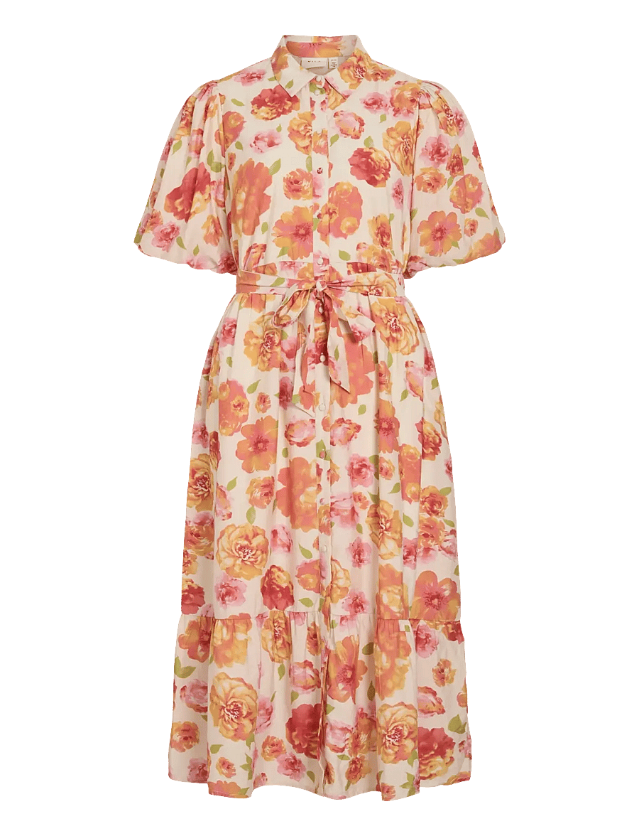 Vila - VIALINIA SOL 2/4 MIDI SHIRT DRESS/LN - sommerkjoler - snow white - 1