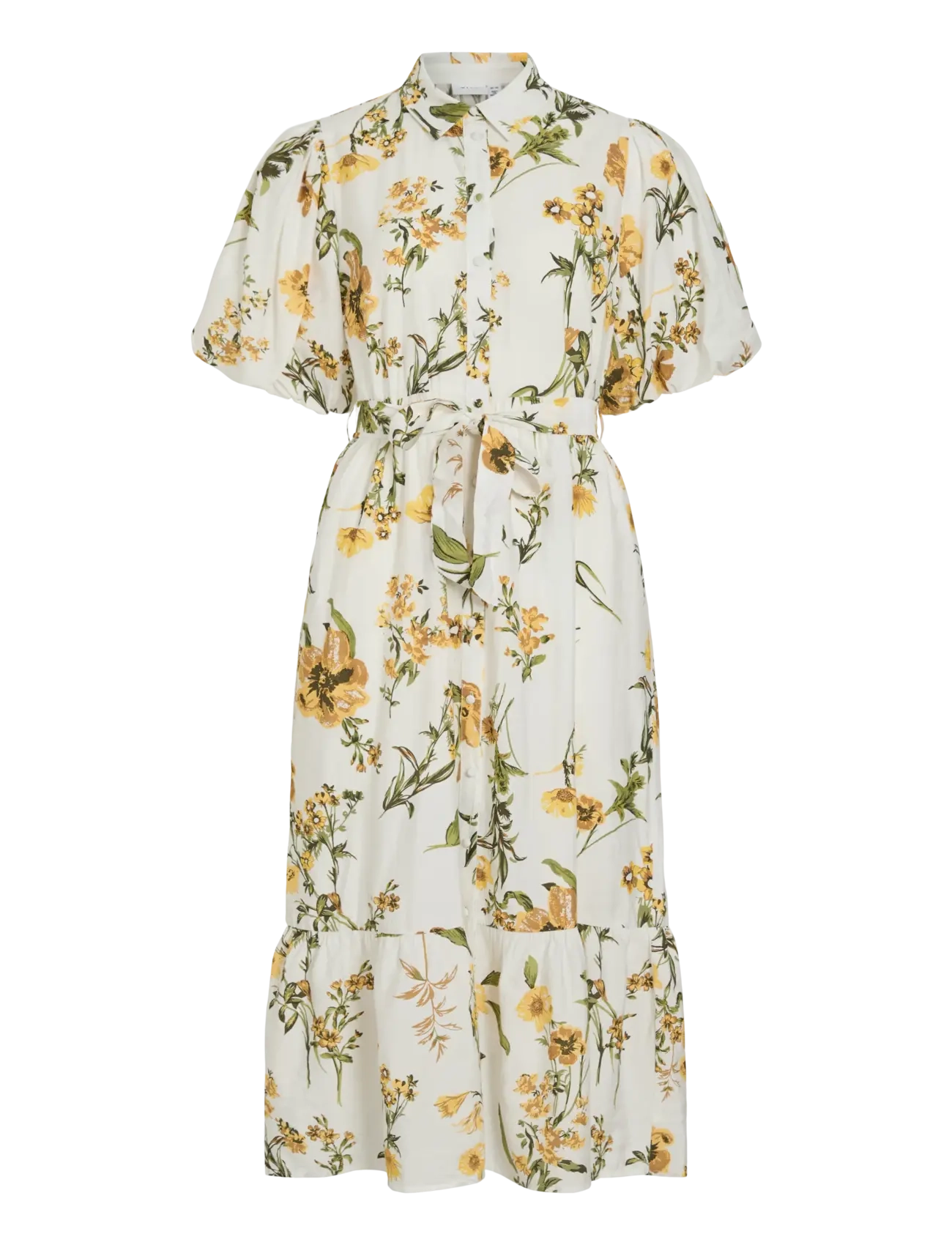 VILA Vialinia Sol 2/4 Midi Shirt Kleid/Ln Weiß - 36 - Damen