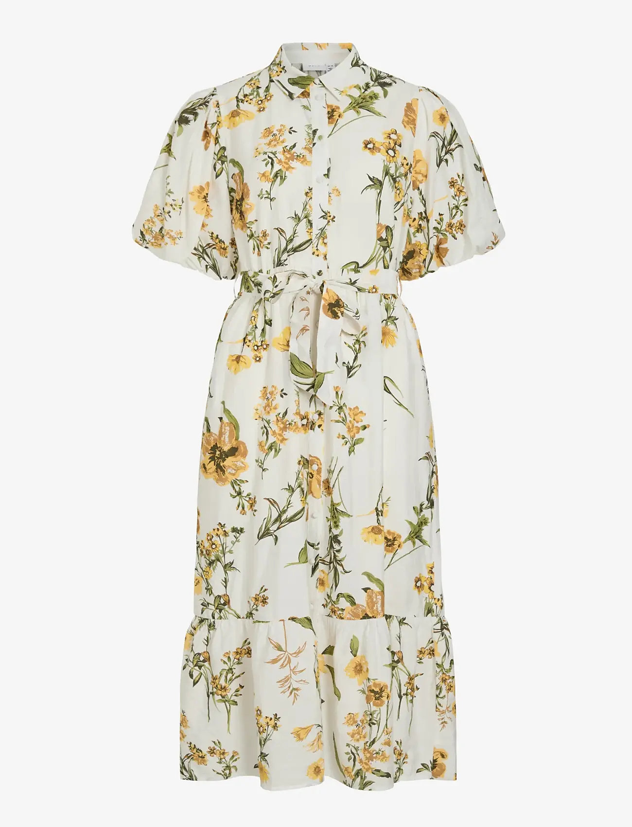 Vila - VIALINIA SOL 2/4 MIDI SHIRT DRESS/LN - sommerkleider - snow white - 1