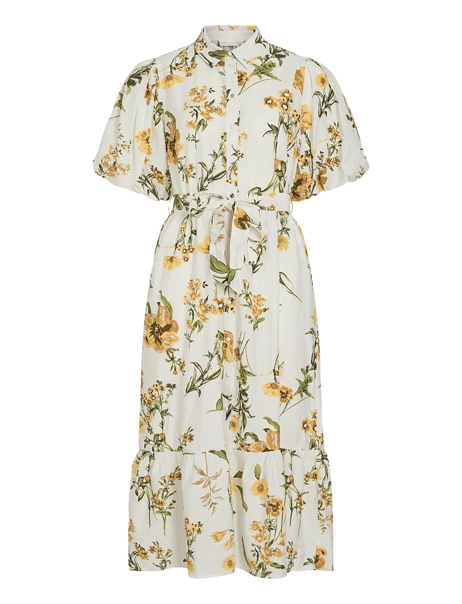 Vila - VIALINIA SOL 2/4 MIDI SHIRT DRESS/LN - zomerjurken - snow white - 1