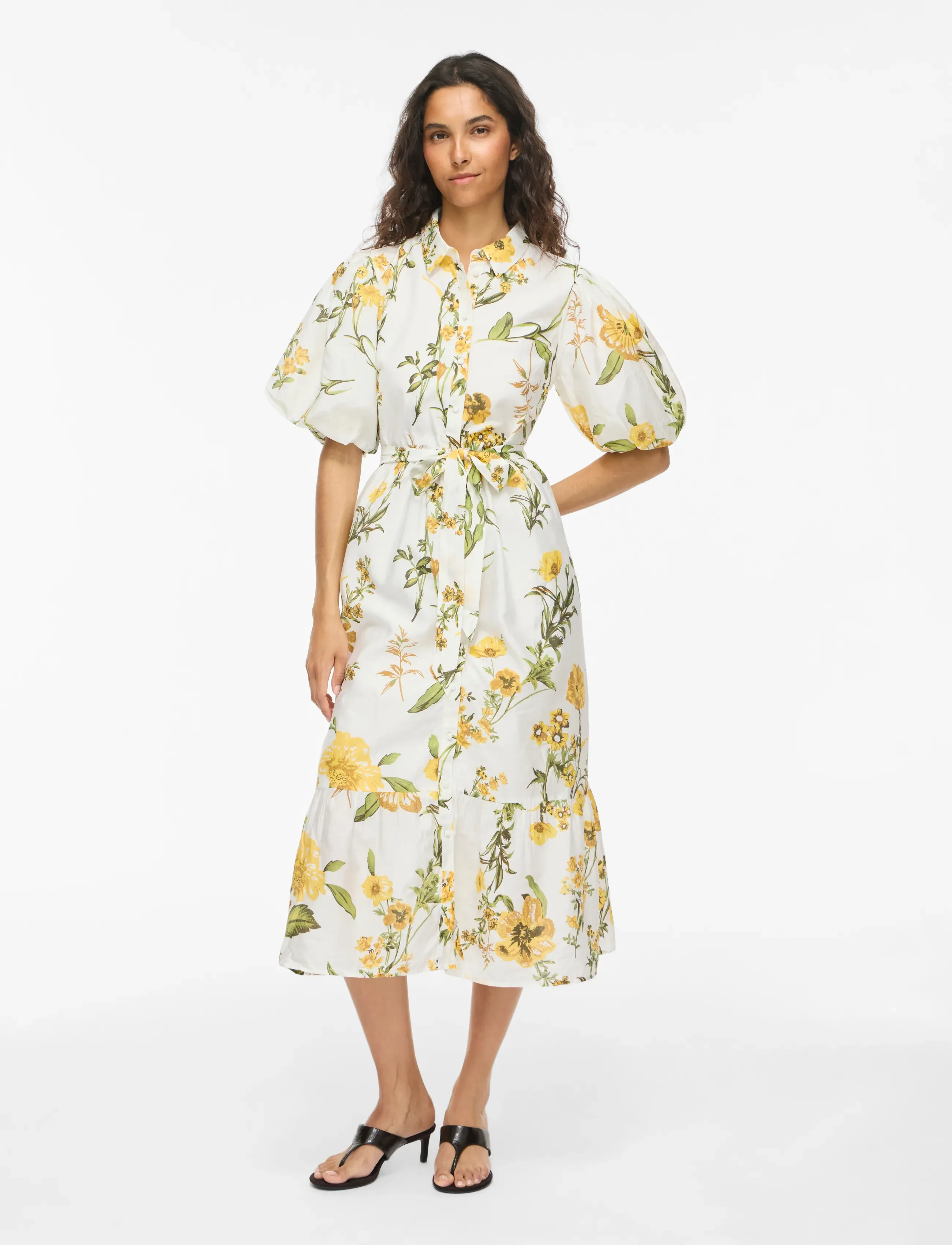 Vila VIALINIA SOL 2/4 MIDI SHIRT DRESS/LN - Inspiration - SNOW WHITE / white