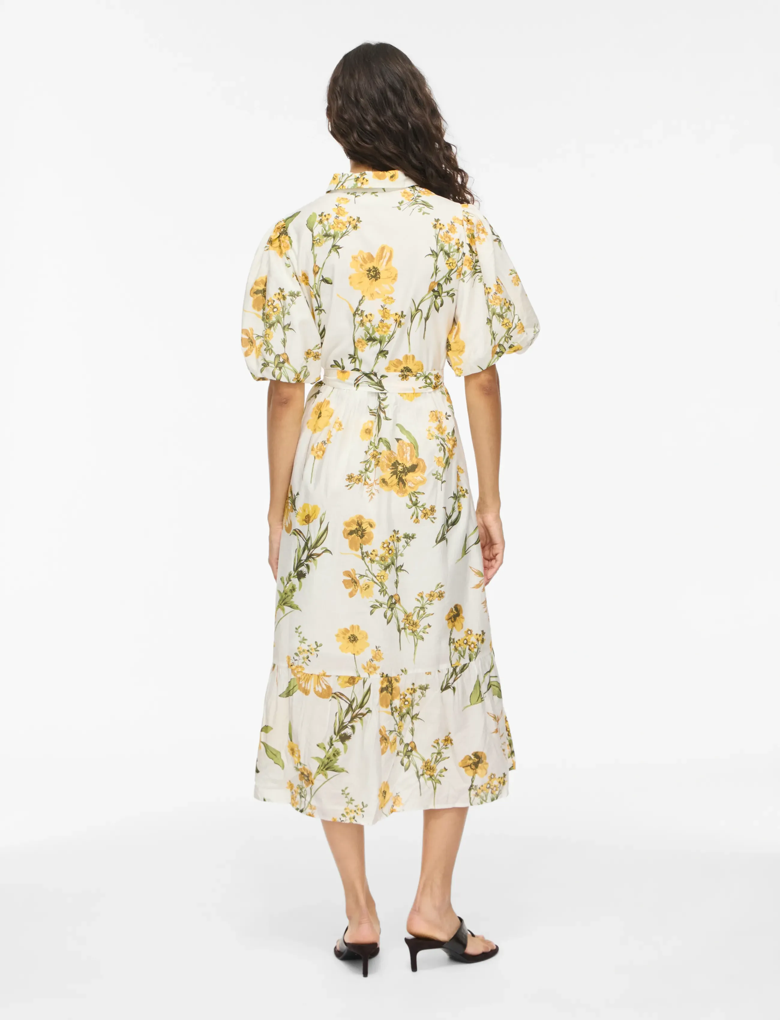 Vila - VIALINIA SOL 2/4 MIDI SHIRT DRESS/LN - zomerjurken - snow white - 3