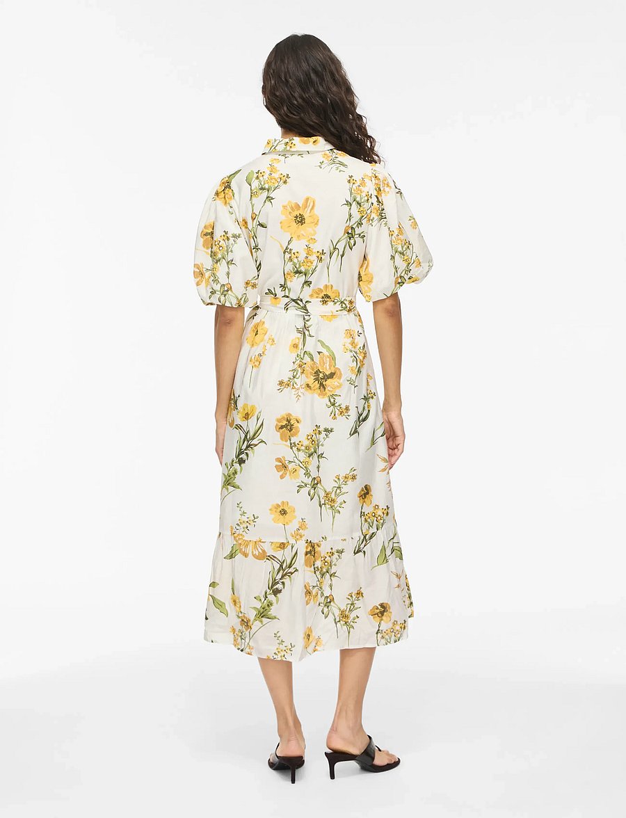 Vila - VIALINIA SOL 2/4 MIDI SHIRT DRESS/LN - zomerjurken - snow white - 3