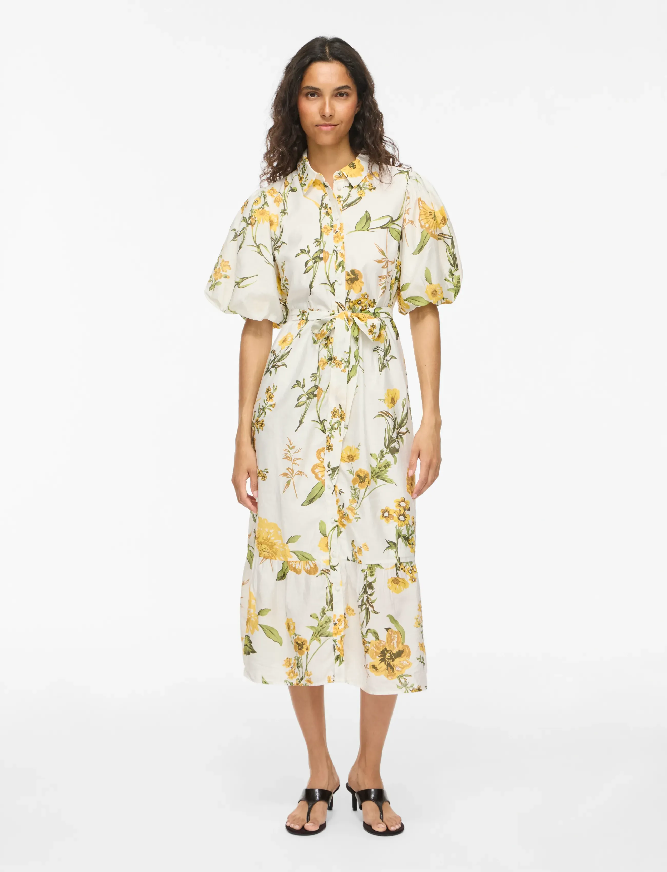 Vila - VIALINIA SOL 2/4 MIDI SHIRT DRESS/LN - zomerjurken - snow white - 4