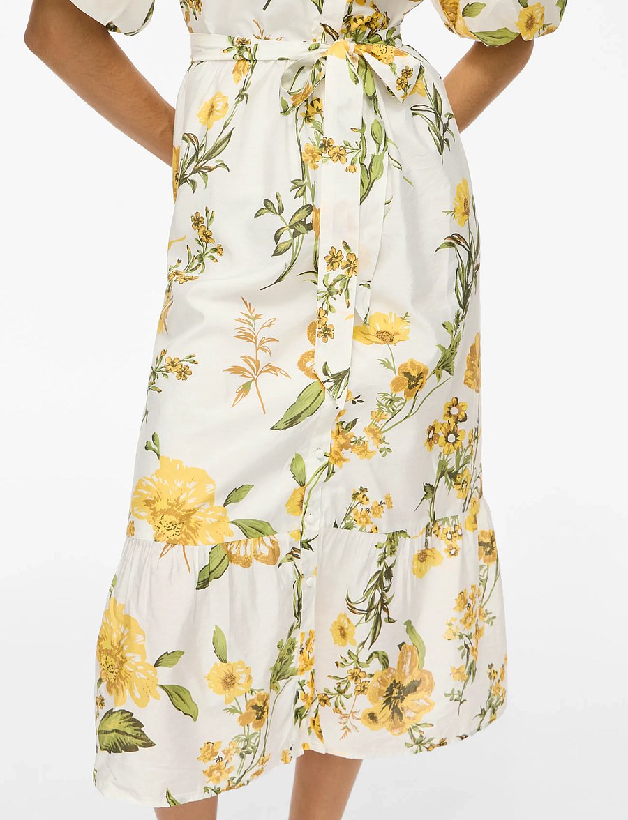 Vila - VIALINIA SOL 2/4 MIDI SHIRT DRESS/LN - zomerjurken - snow white - 5