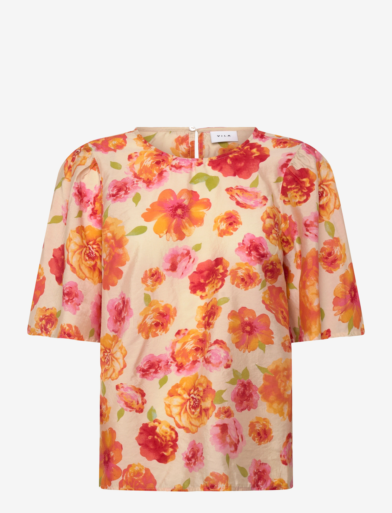 Vila - VIALINIA SOL O-NECK 2/4 TOP/LN - t-shirts - snow white - 0
