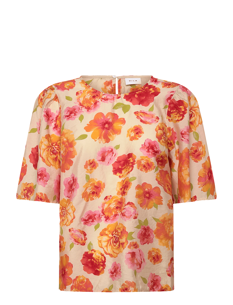Vila - VIALINIA SOL O-NECK 2/4 TOP/LN - t-särgid - snow white - 1