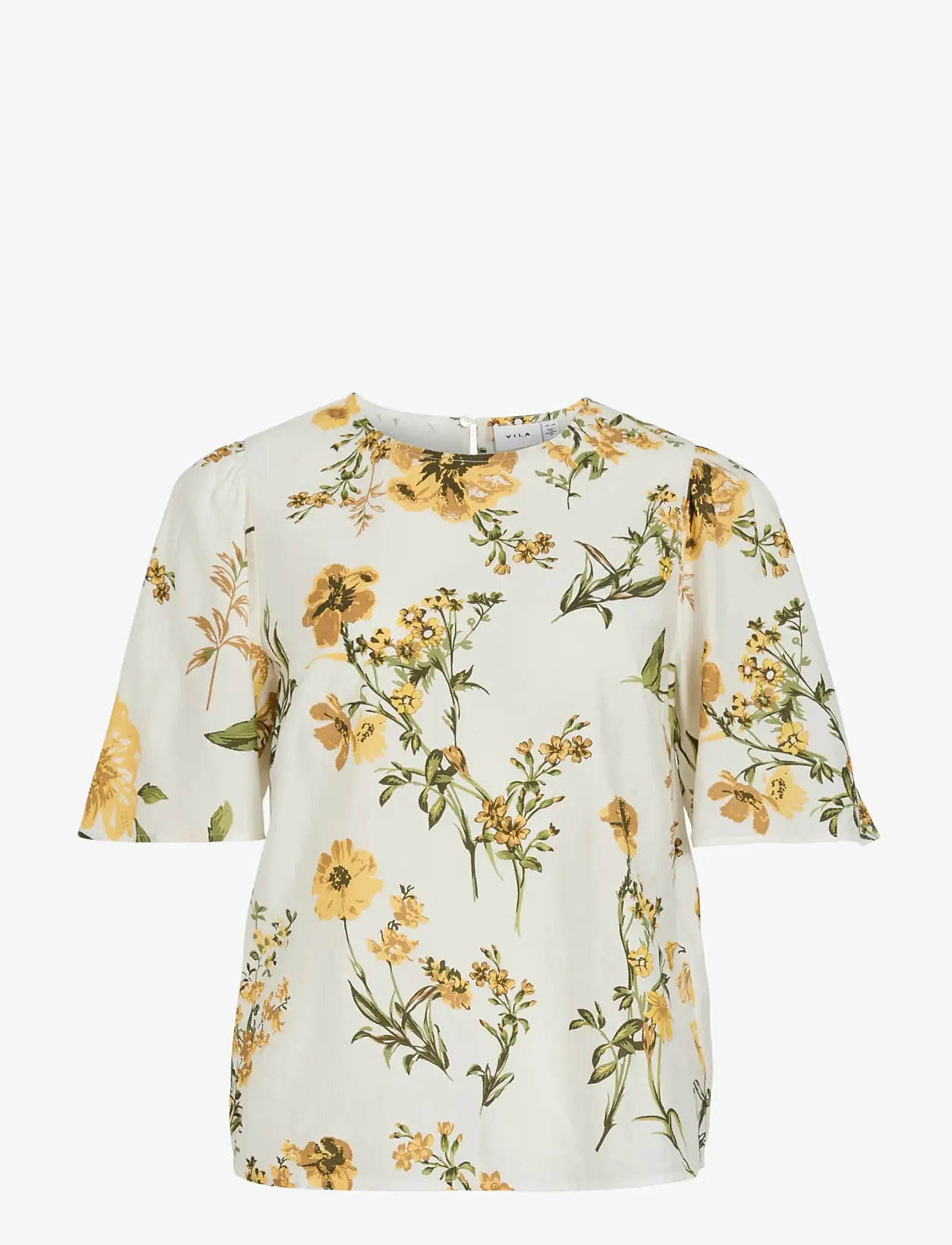 Vila - VIALINIA SOL O-NECK 2/4 TOP/LN - t-shirts - snow white - 0