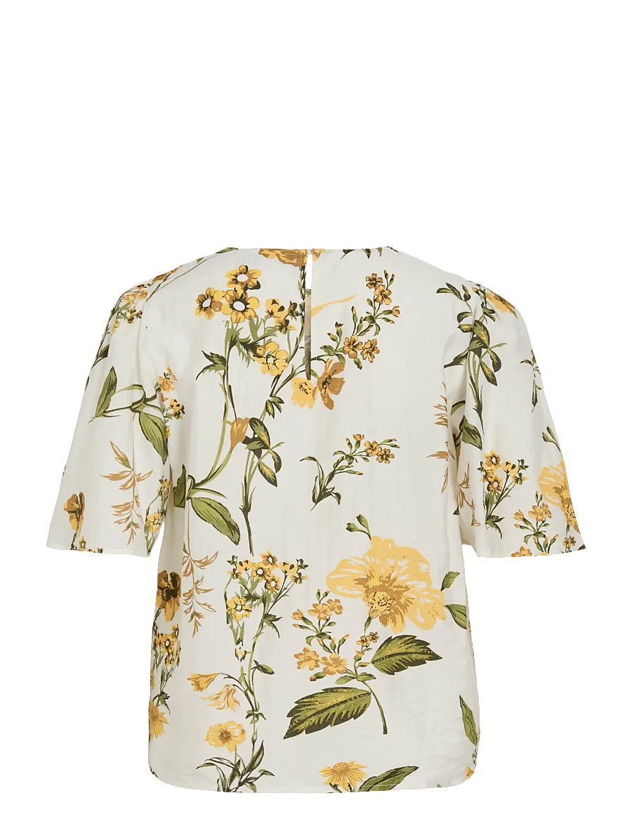 Vila - VIALINIA SOL O-NECK 2/4 TOP/LN - t-särgid - snow white - 1