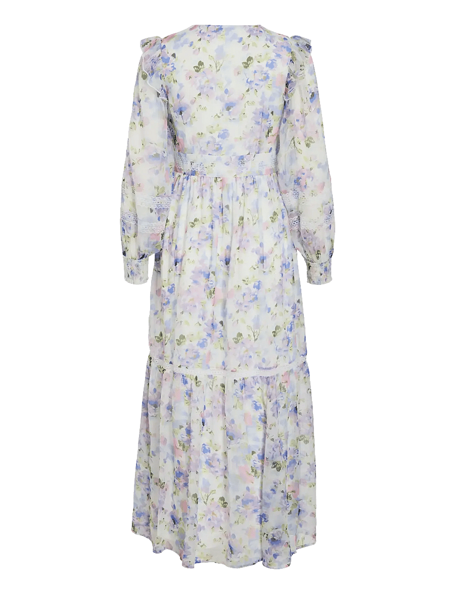 Vila - VIROMAN V-NECK L/S ANKLE DRESS/DC/KA - suvekleidid - cloud dancer - 2