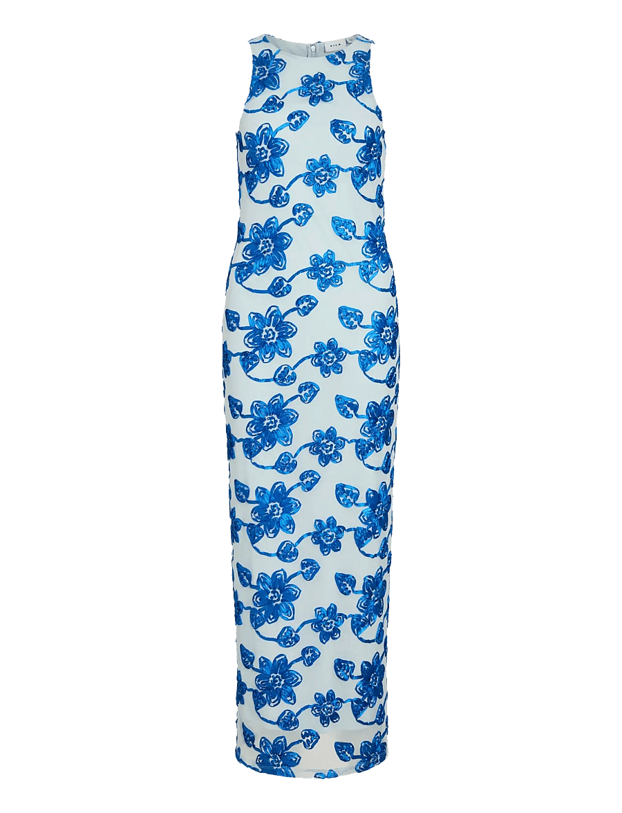 Vila - VISAIL S/L O-NECK ANKLE DRESS/DC/KA - festkjoler - nantucket breeze - 1
