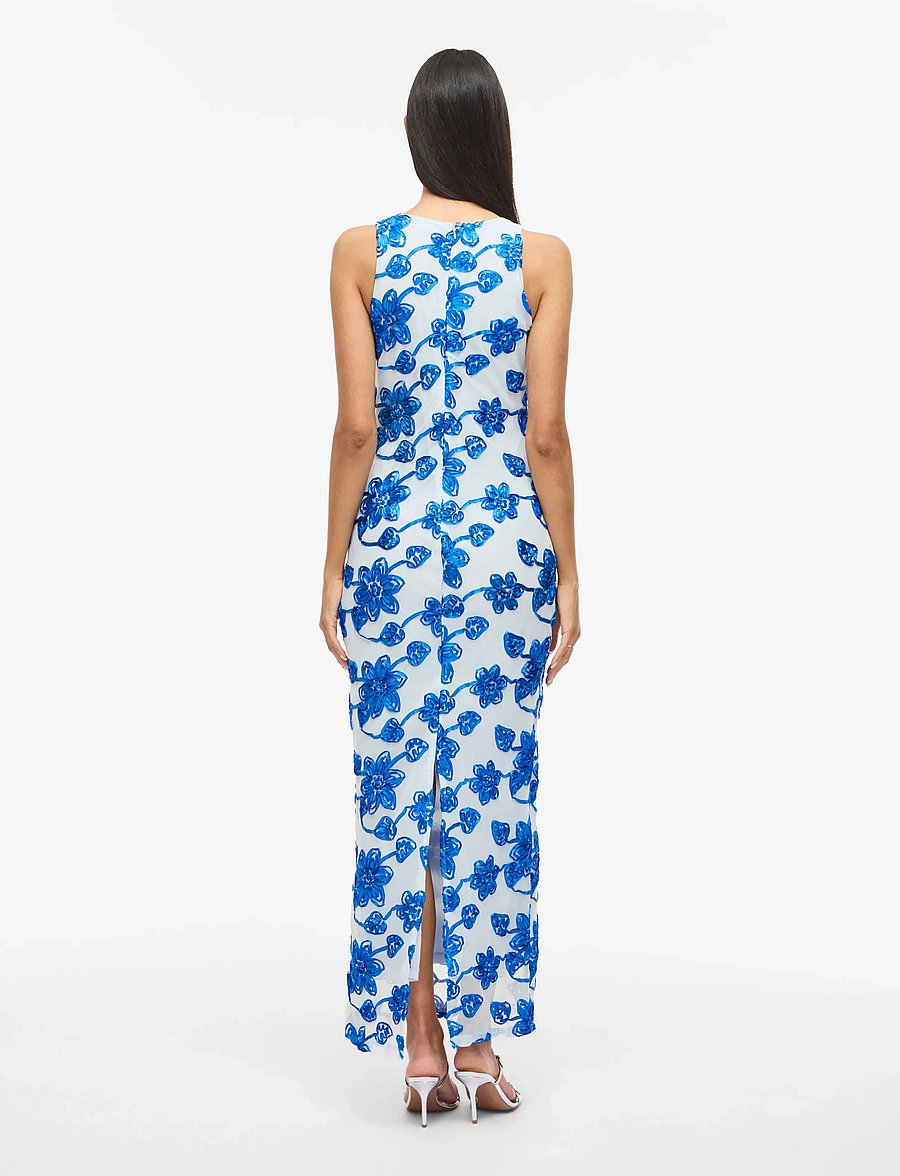 Vila - VISAIL S/L O-NECK ANKLE DRESS/DC/KA - festkjoler - nantucket breeze - 3