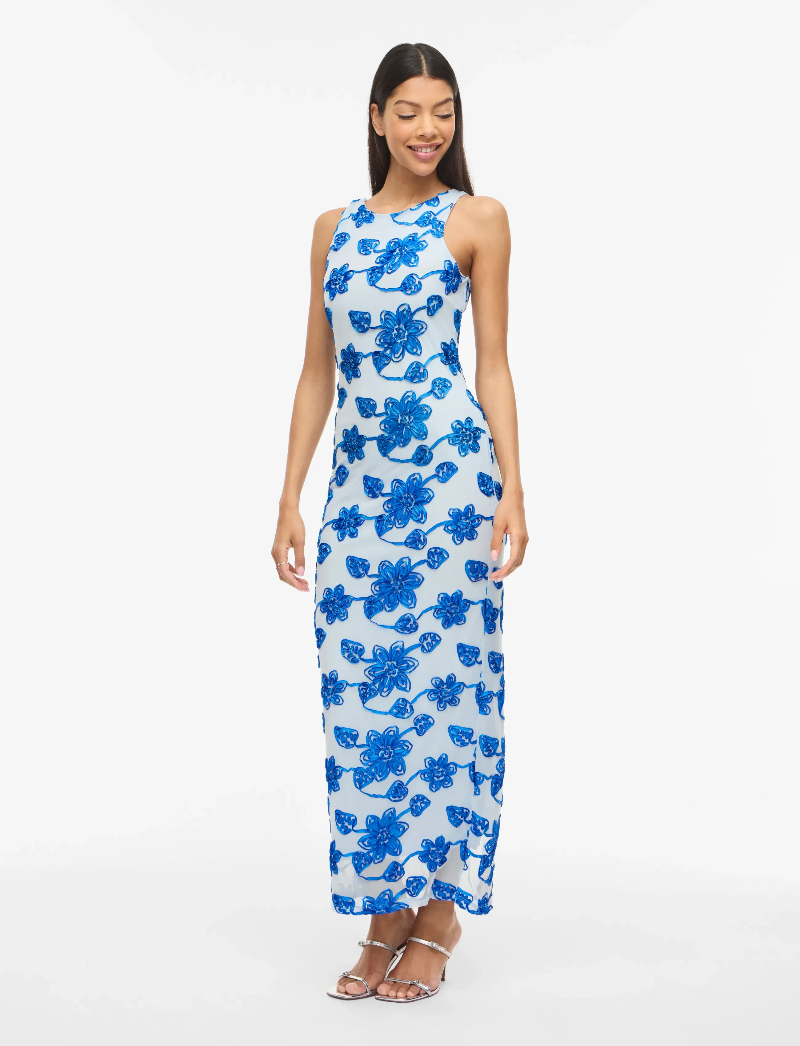 Vila - VISAIL S/L O-NECK ANKLE DRESS/DC/KA - festkjoler - nantucket breeze - 4