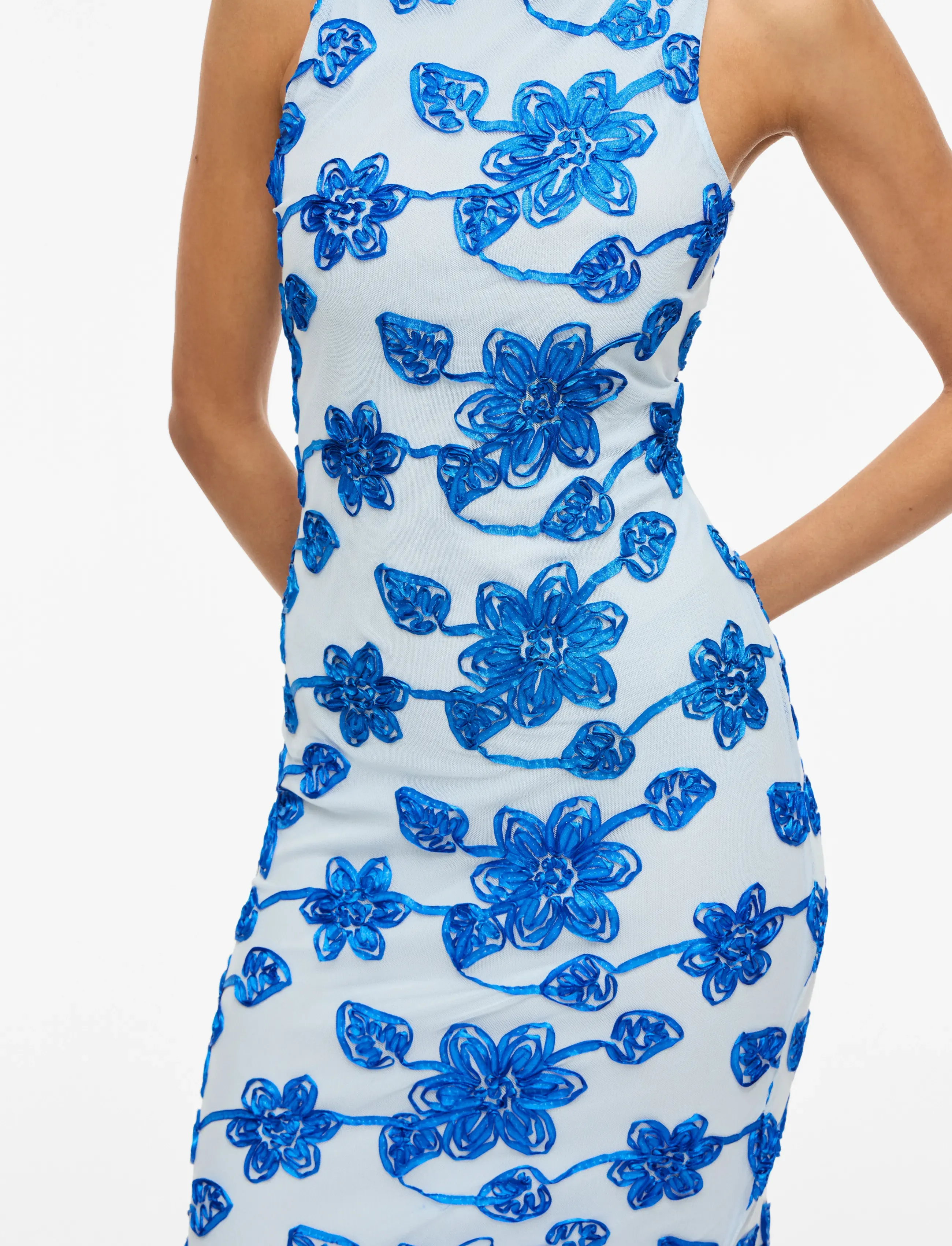 Vila - VISAIL S/L O-NECK ANKLE DRESS/DC/KA - festkjoler - nantucket breeze - 5