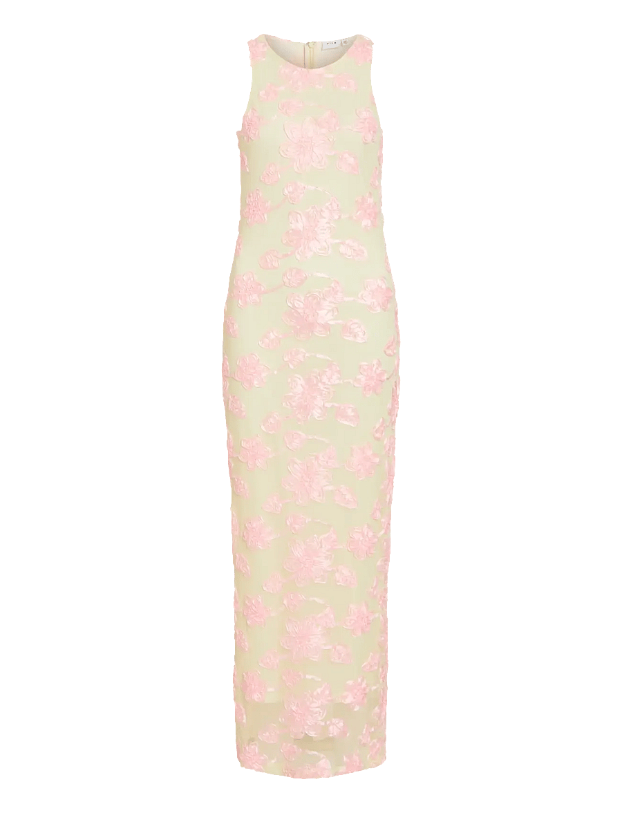 Vila - VISAIL S/L O-NECK ANKLE DRESS/DC/KA - festkjoler - pastel yellow - 1