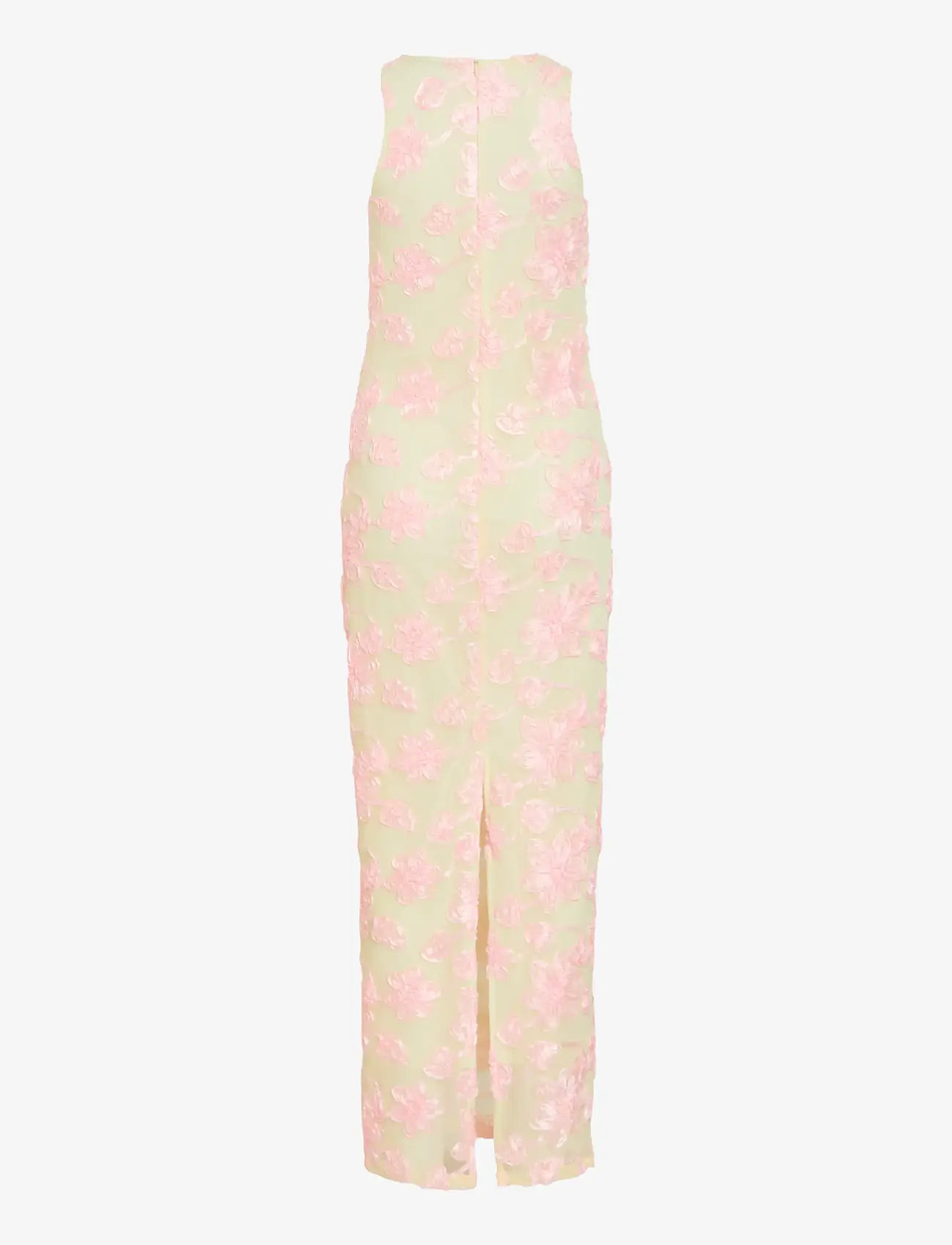 Vila - VISAIL S/L O-NECK ANKLE DRESS/DC/KA - festklänningar - pastel yellow - 2