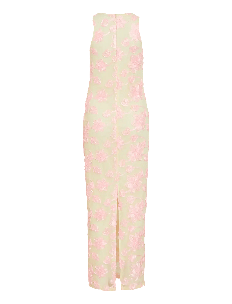 Vila - VISAIL S/L O-NECK ANKLE DRESS/DC/KA - festklänningar - pastel yellow - 2