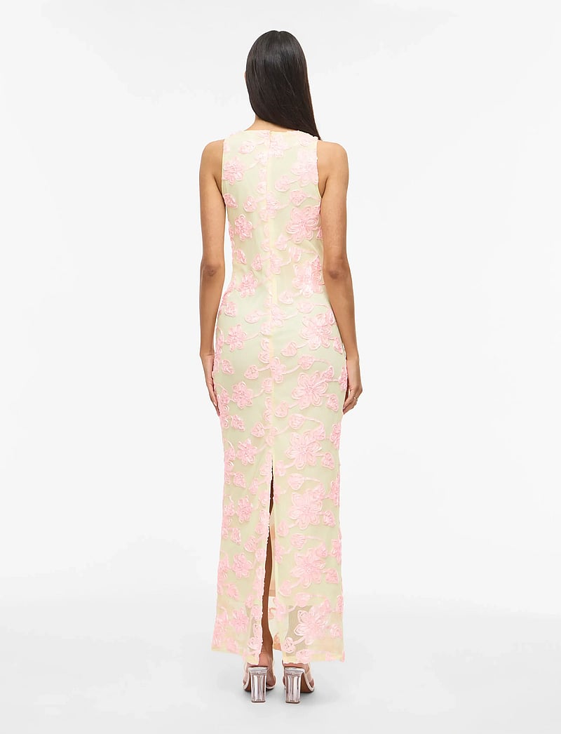 Vila - VISAIL S/L O-NECK ANKLE DRESS/DC/KA - festklänningar - pastel yellow - 3