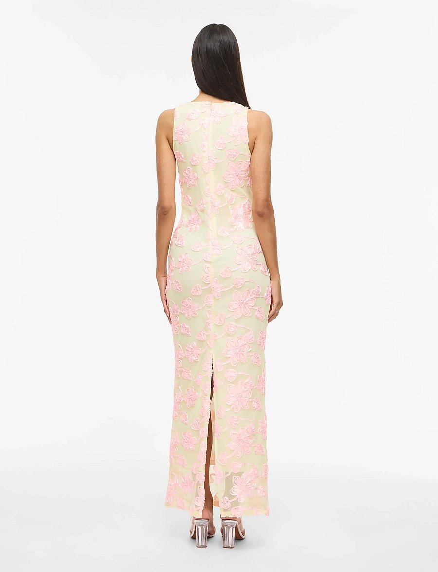 Vila - VISAIL S/L O-NECK ANKLE DRESS/DC/KA - festkjoler - pastel yellow - 3