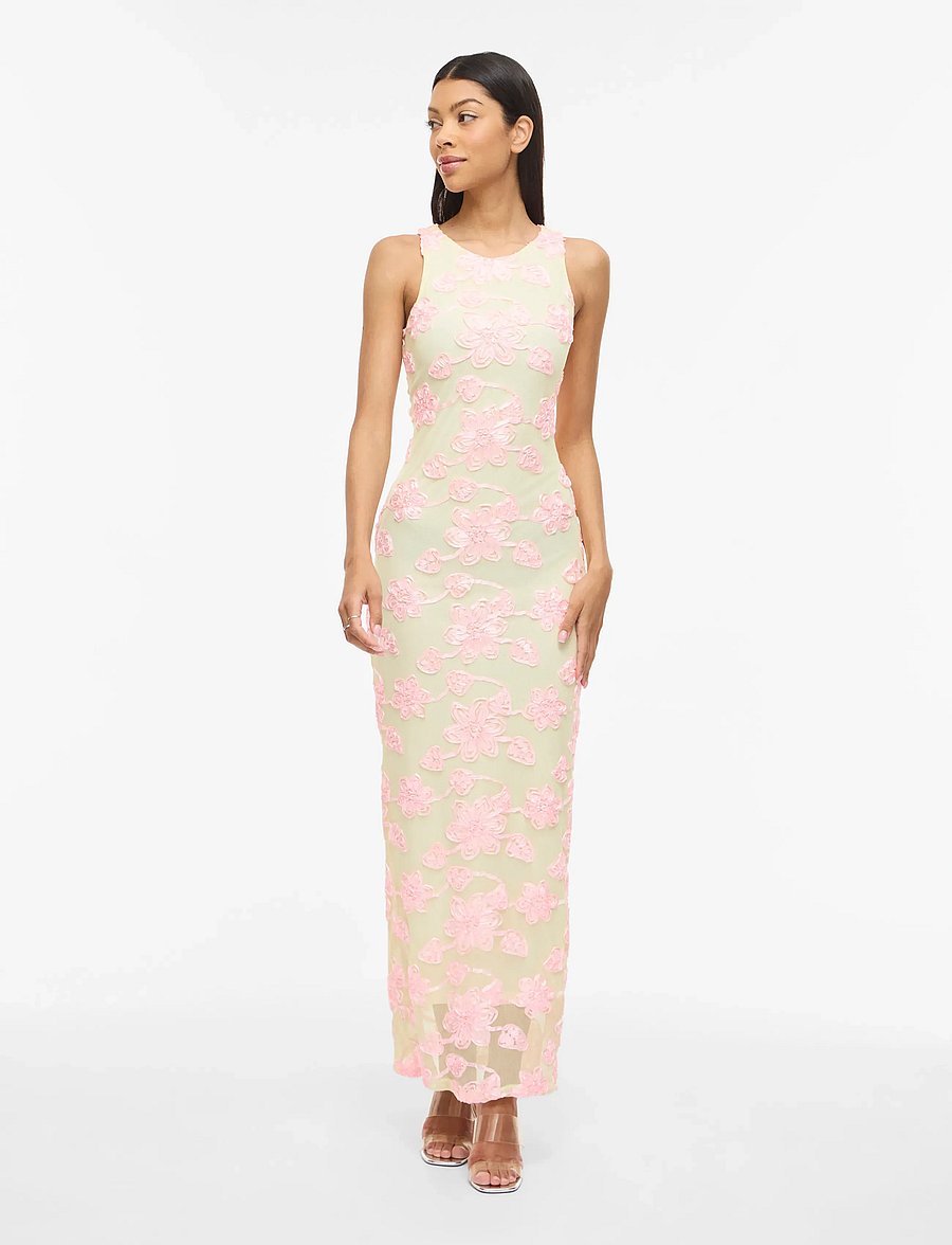 Vila - VISAIL S/L O-NECK ANKLE DRESS/DC/KA - festkjoler - pastel yellow - 4
