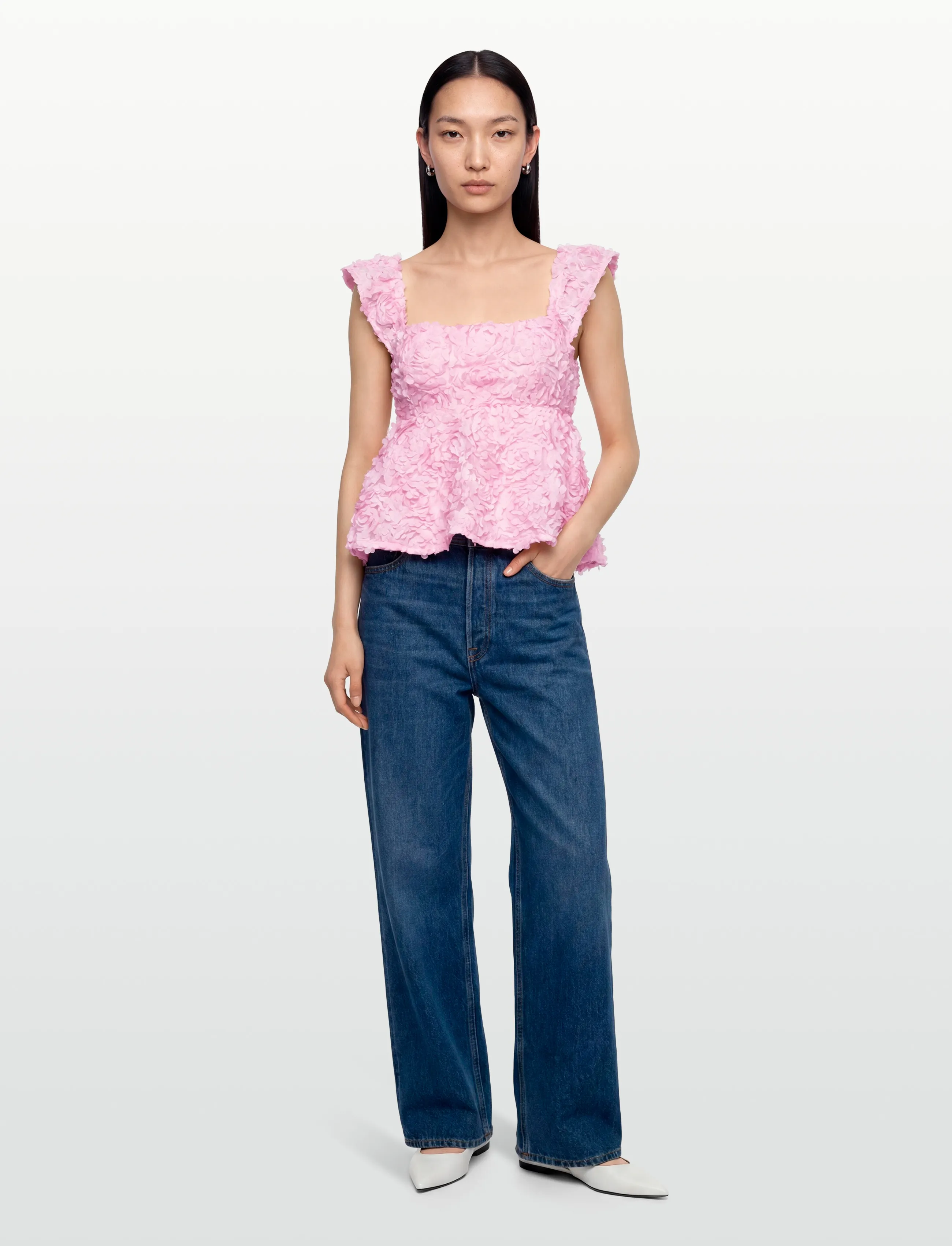 Vila Virosie S/L Square Neck Top/Dc/Rn, 36, Pink, T-Shirts & Toppe > Uden Ærmer, Dame