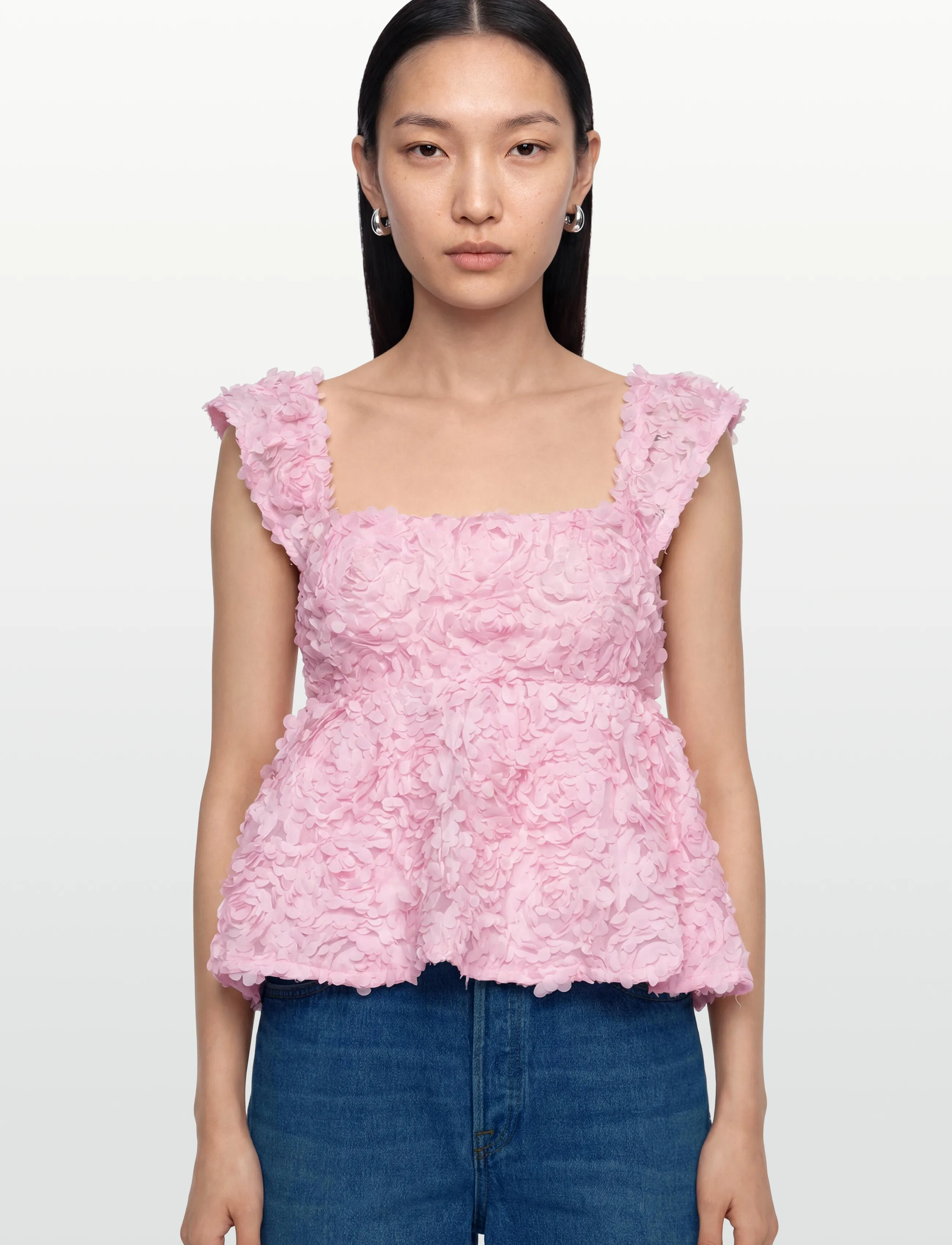Vila - VIROSIE S/L SQUARE NECK TOP/DC/RN - laveste priser - cherry blossom - 3