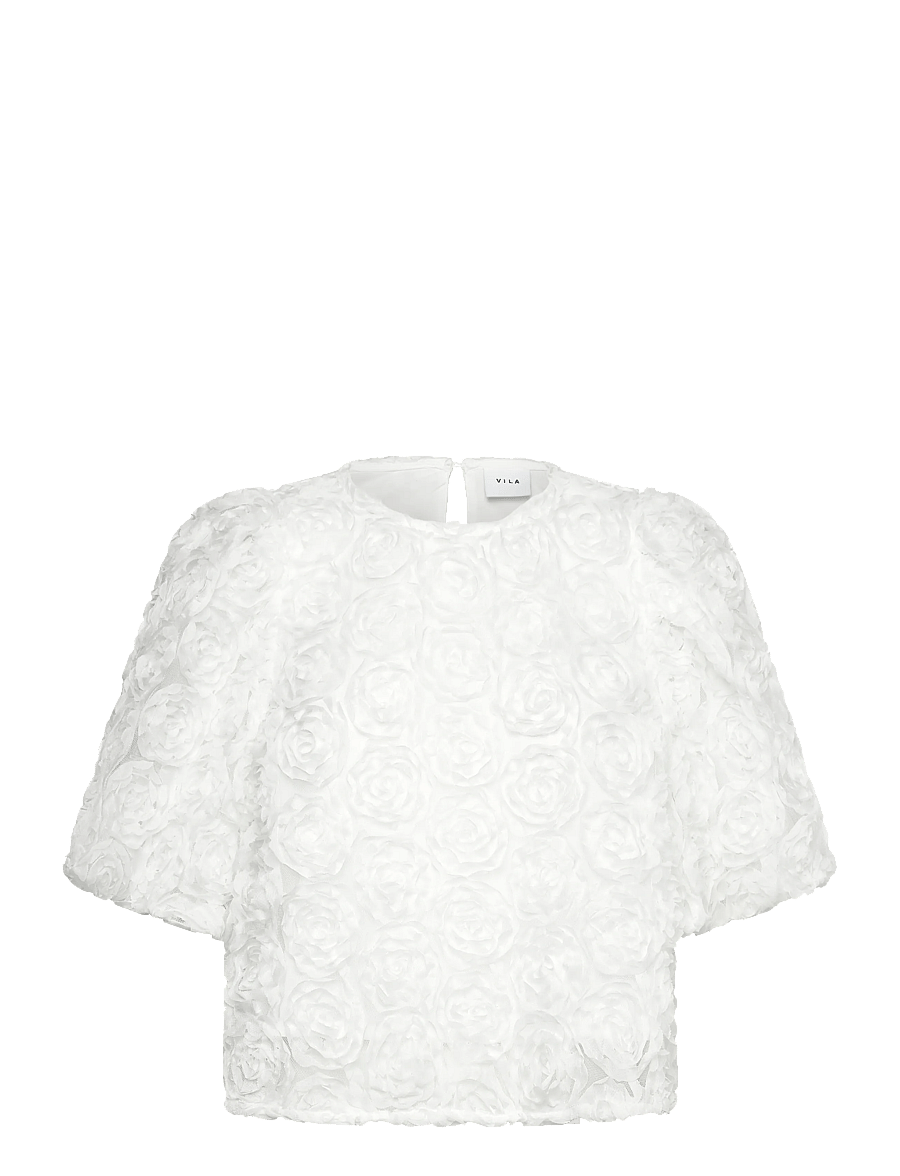 Vila - VIGLORY S/S O-NECK TOP/DC/KA - special occasions - snow white - 1
