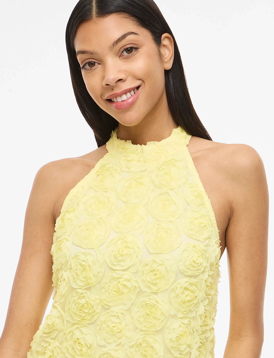 Vila - VIGLORY HALTER NECK SHORT DRESS/DC/KA - short dresses - pastel yellow - 5