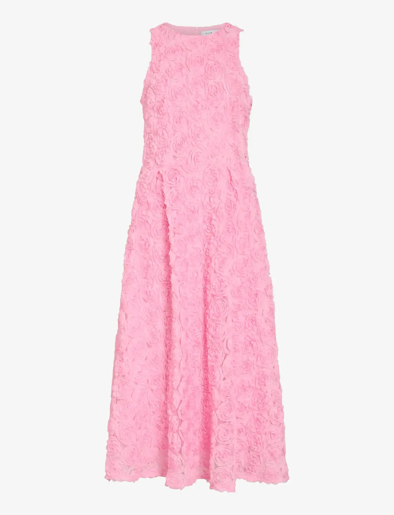 Vila - VIGLORY S/L O-NECK ANKLE DRESS/DC/KA - maxi kjólar - bonbon - 1