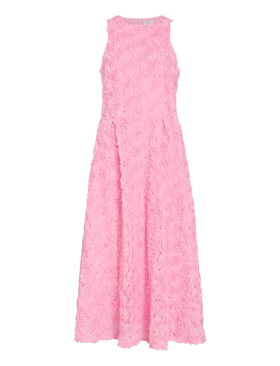 Vila - VIGLORY S/L O-NECK ANKLE DRESS/DC/KA - maxi-jurken - bonbon - 1