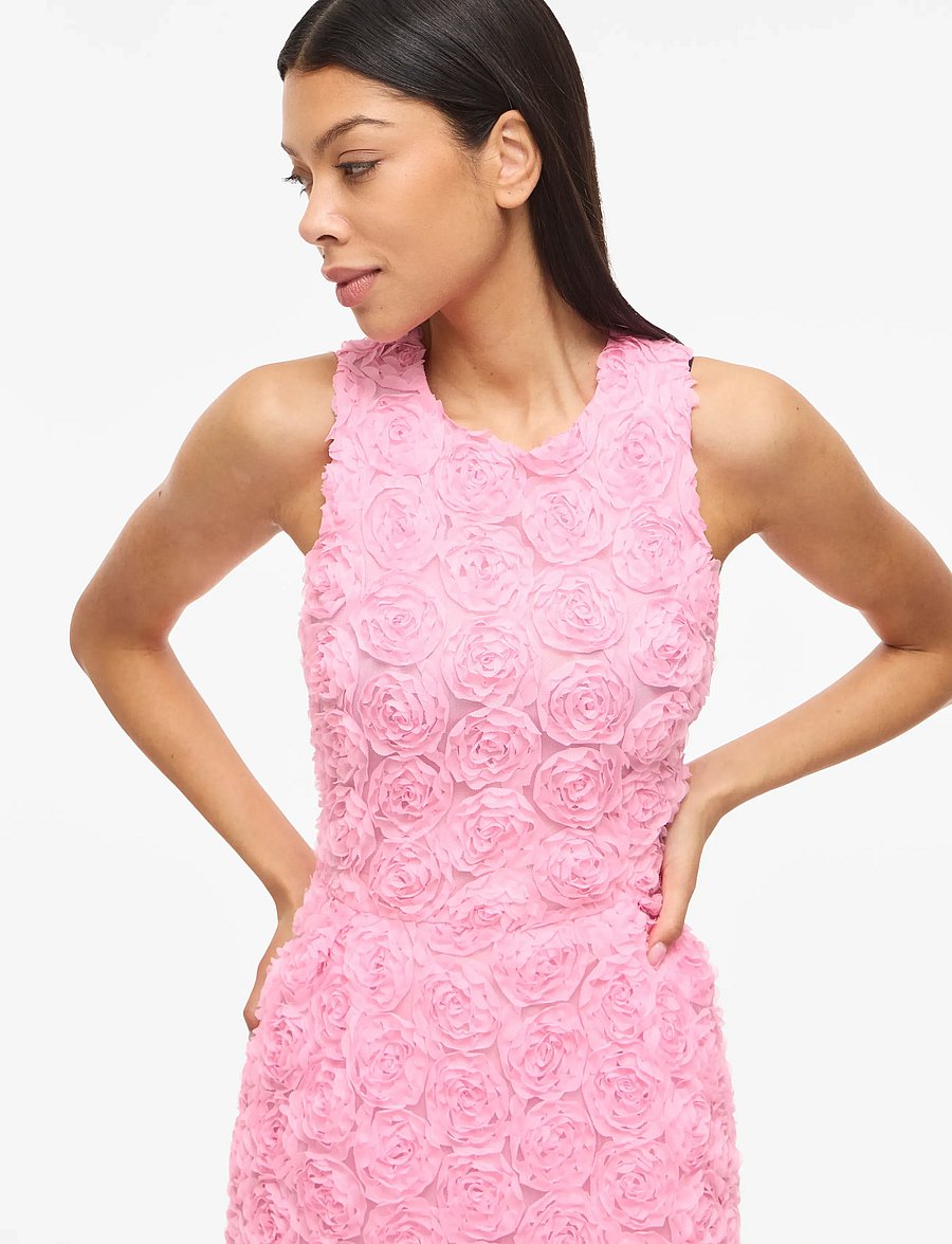Vila - VIGLORY S/L O-NECK ANKLE DRESS/DC/KA - maxi-jurken - bonbon - 5