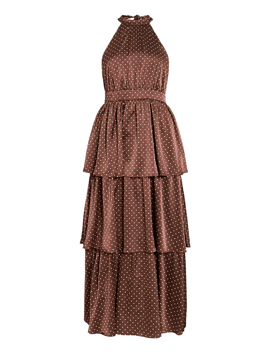Vila - VIKIMMIE HALTERNECK ANKLE DRESS/DC/KA - maxi kjoler - shaved chocolate - 1