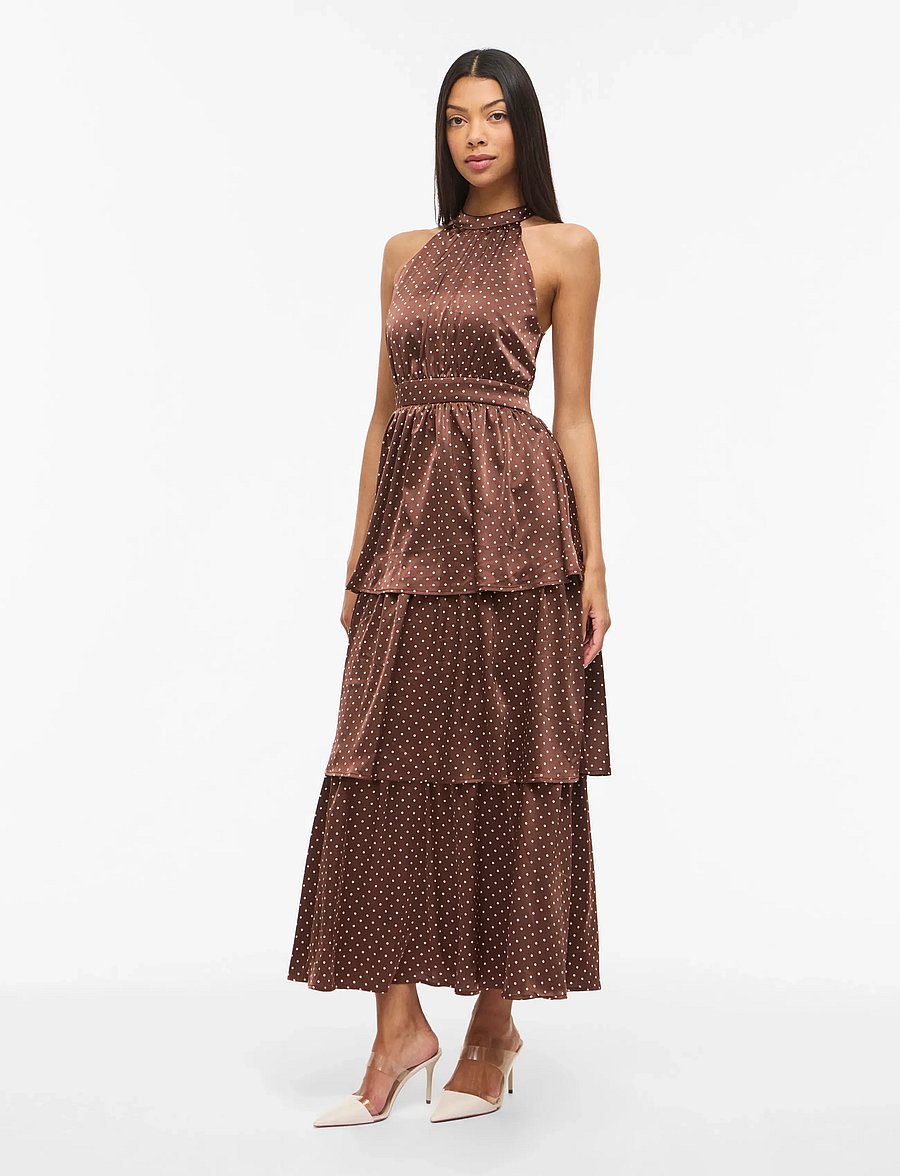 Vila - VIKIMMIE HALTERNECK ANKLE DRESS/DC/KA - maxi kjoler - shaved chocolate - 0