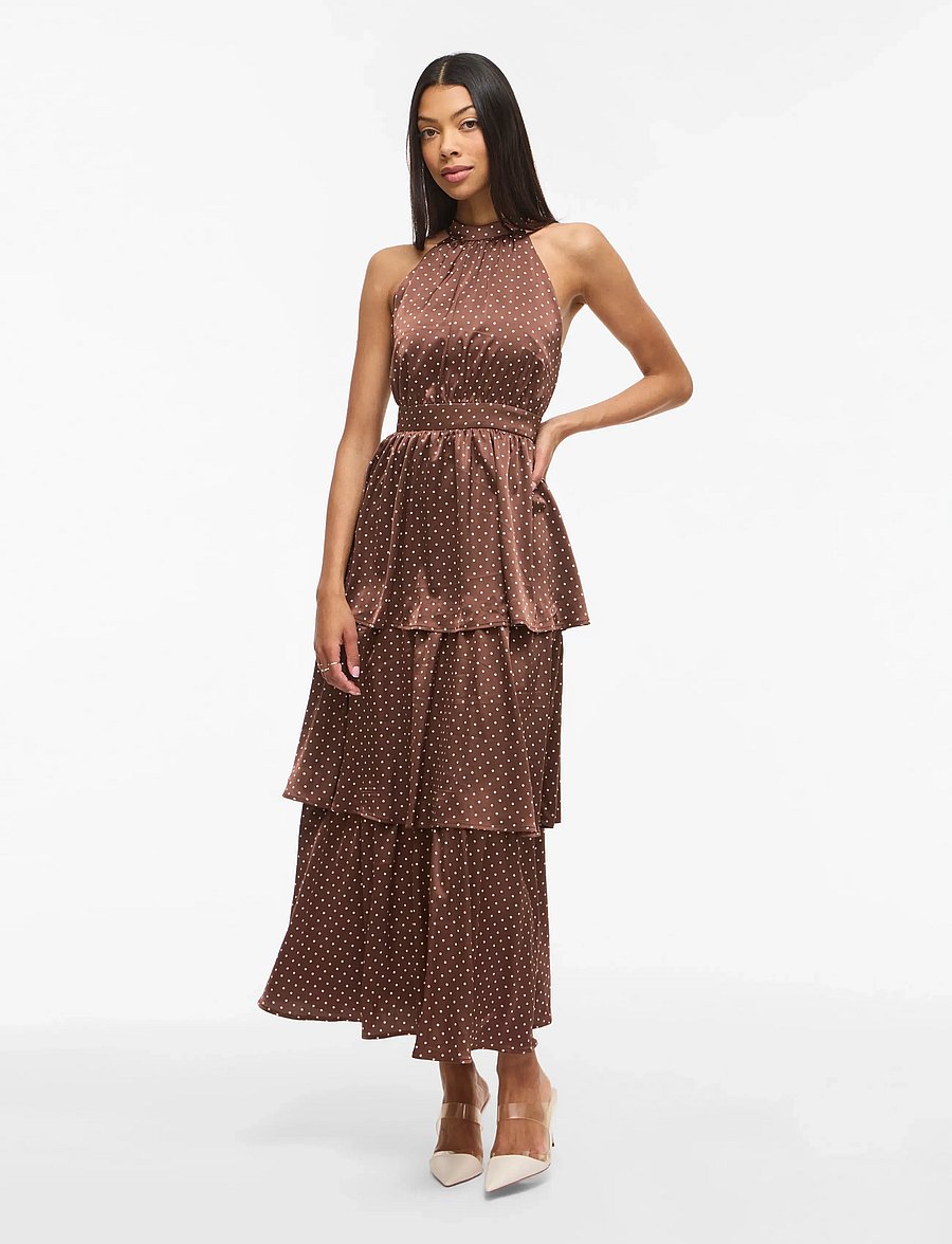 Vila - VIKIMMIE HALTERNECK ANKLE DRESS/DC/KA - maxi kjoler - shaved chocolate - 4