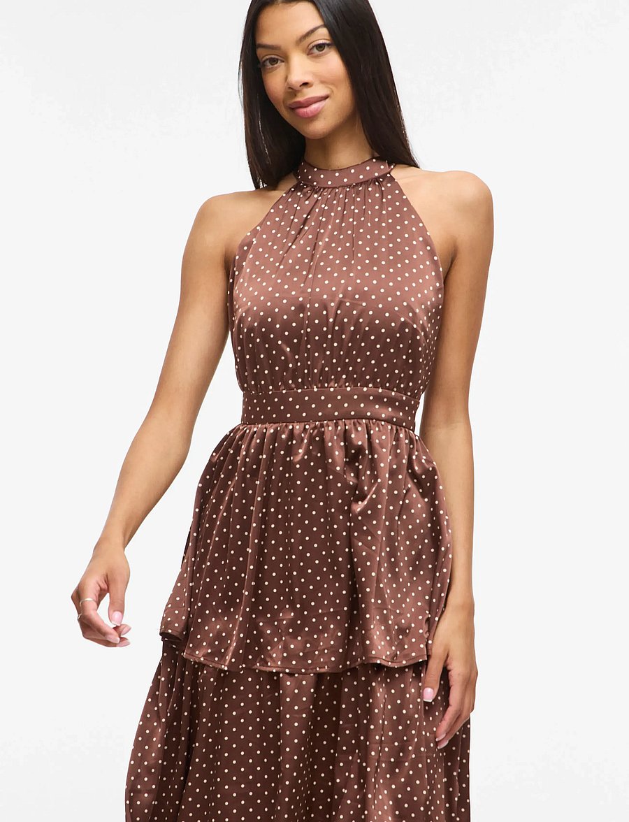 Vila - VIKIMMIE HALTERNECK ANKLE DRESS/DC/KA - maxi kjoler - shaved chocolate - 5