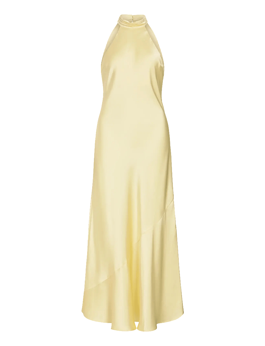 Vila - VIBEA HALTERNECK ANKLE DRESS/DC/KA/BFS - slip dresses - pastel yellow - 1