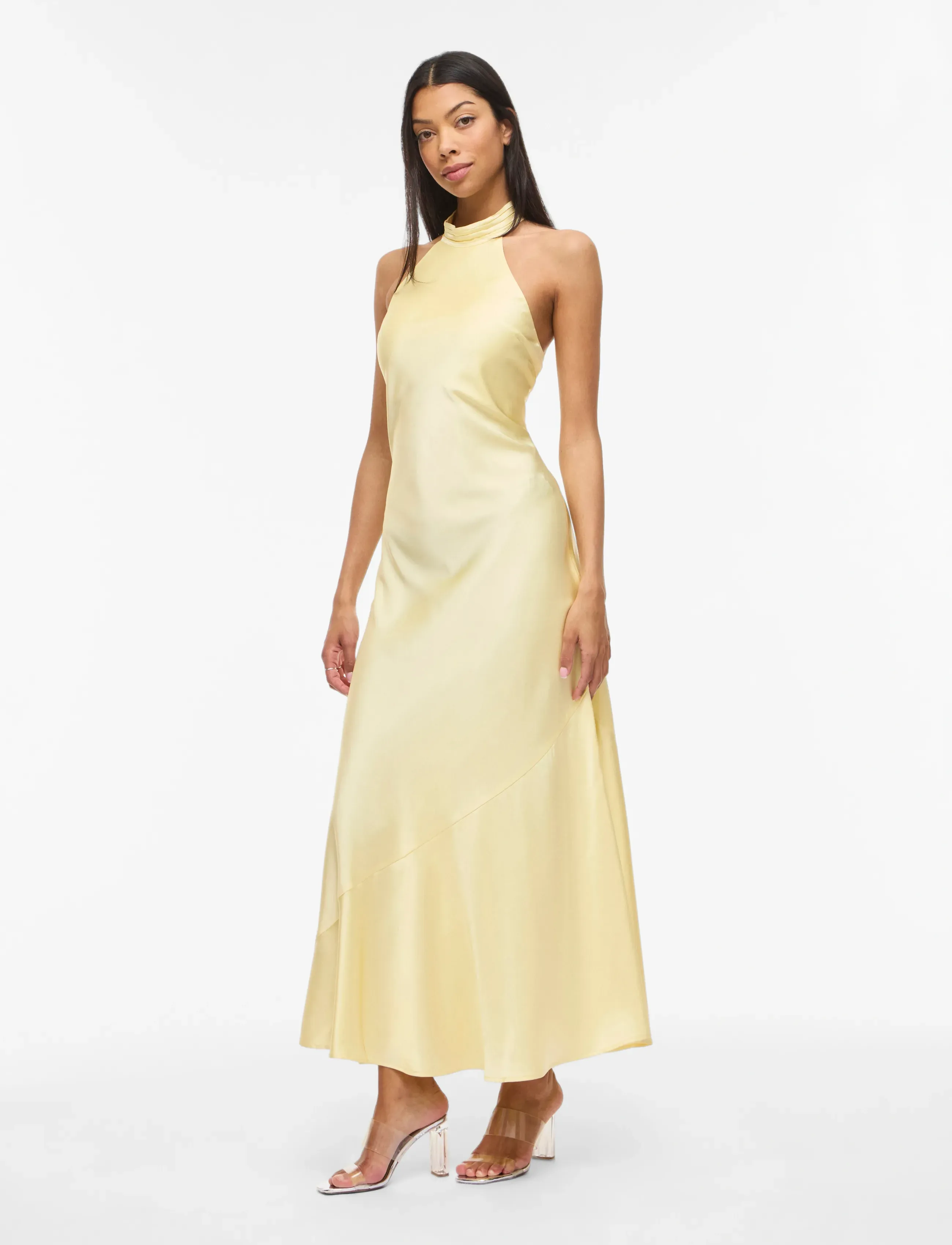 Vila Vibea Halterneck Ankle Dress/Dc/Ka/Bfs, 44, Yellow, Kjoler > Underkjoler, Dame