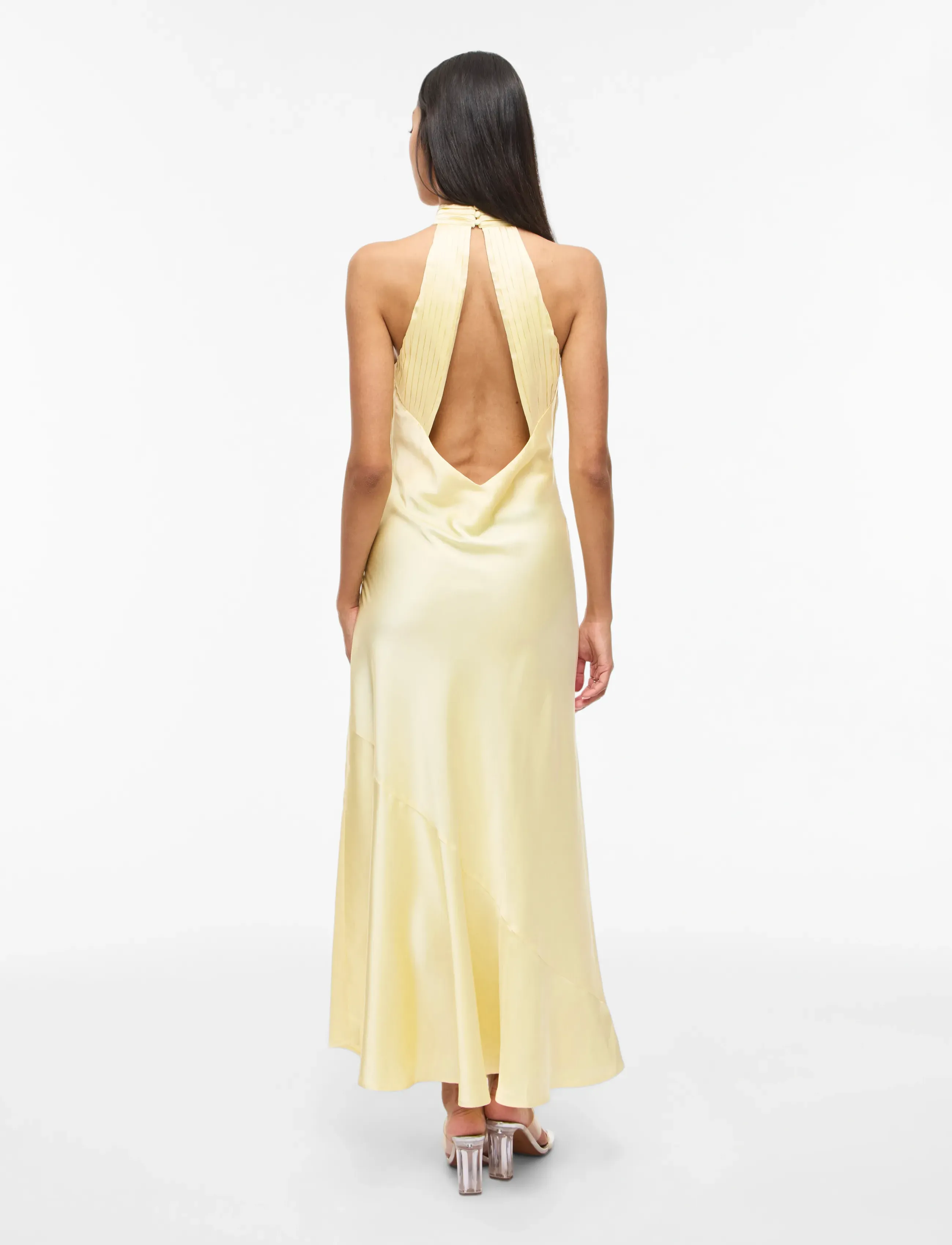 Vila - VIBEA HALTERNECK ANKLE DRESS/DC/KA/BFS - slip dresses - pastel yellow - 3
