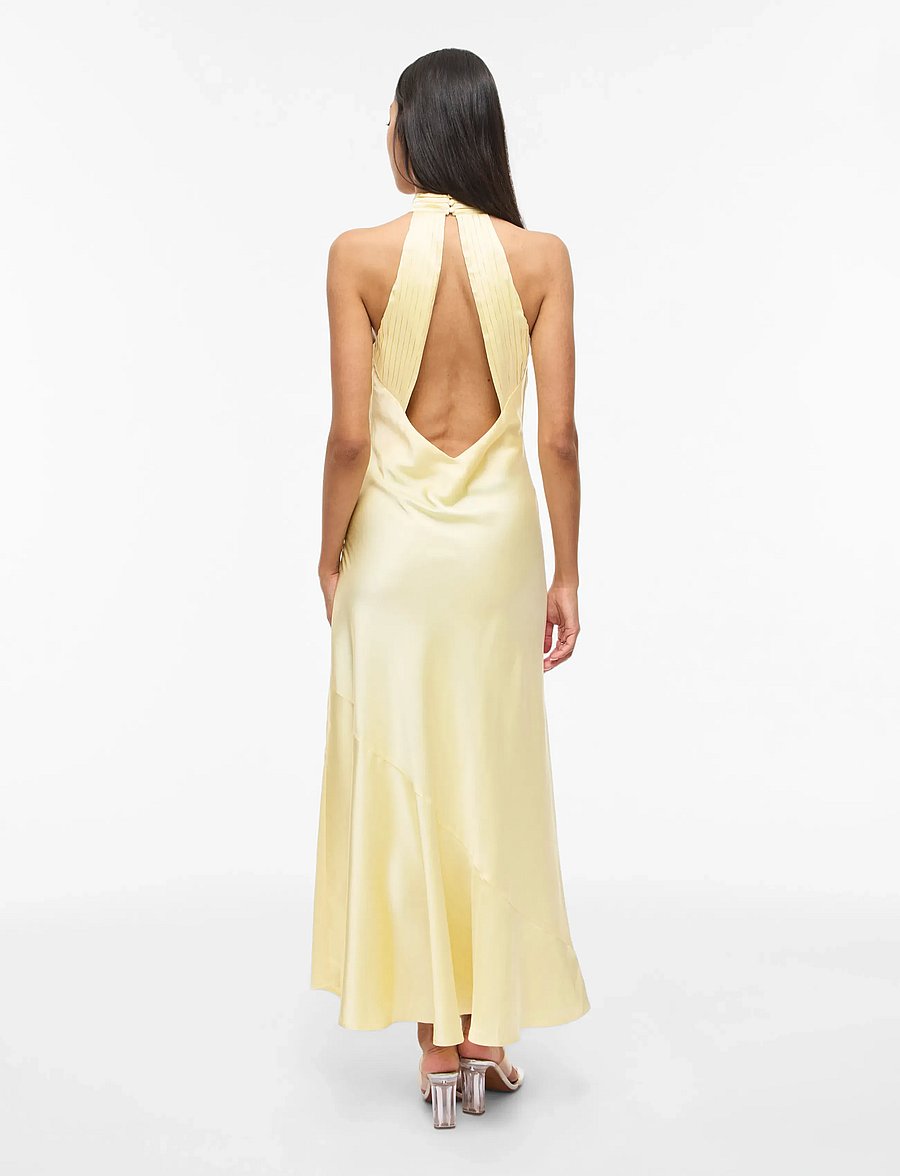Vila - VIBEA HALTERNECK ANKLE DRESS/DC/KA/BFS - slip dresses - pastel yellow - 3