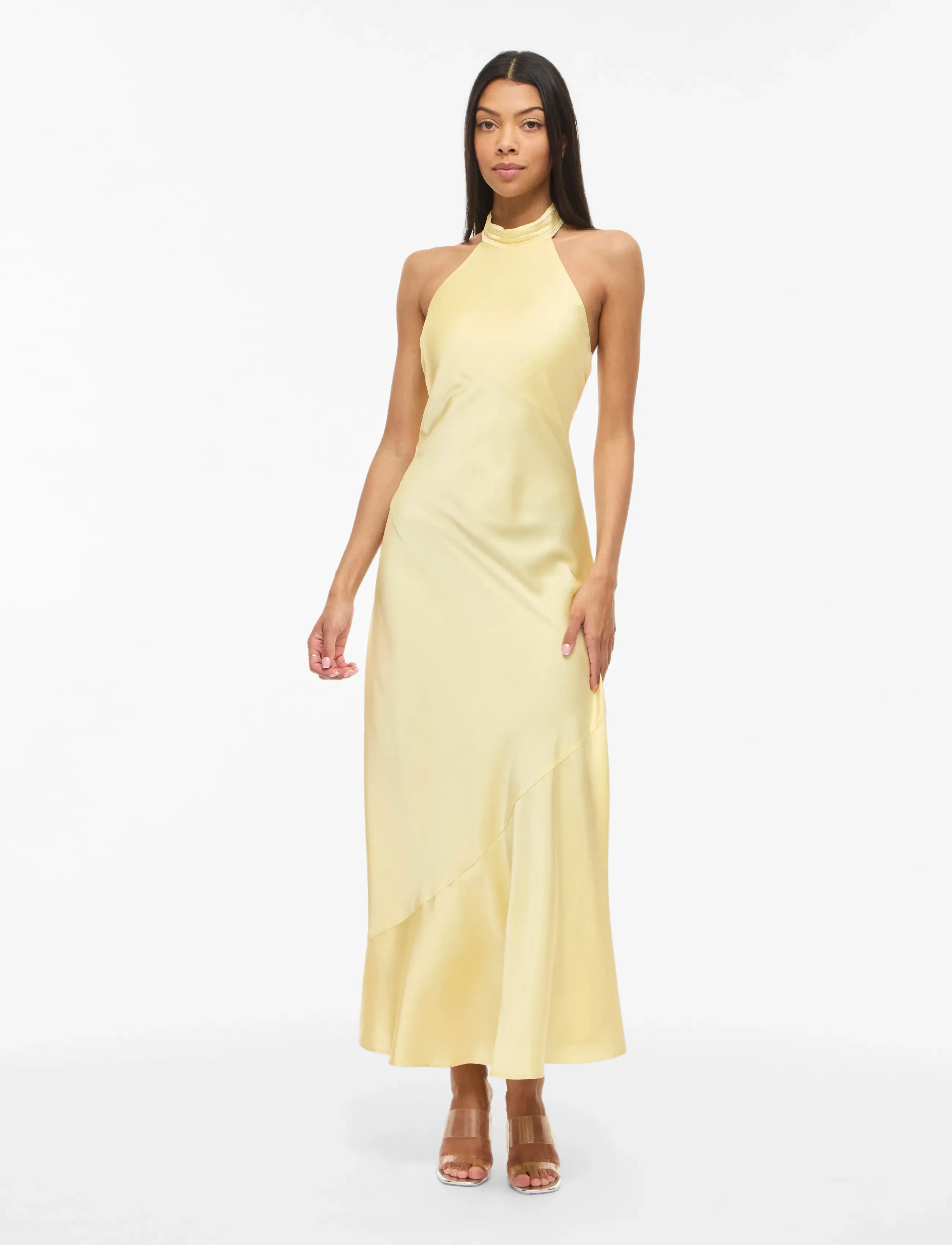 Vila - VIBEA HALTERNECK ANKLE DRESS/DC/KA/BFS - slip dresses - pastel yellow - 4