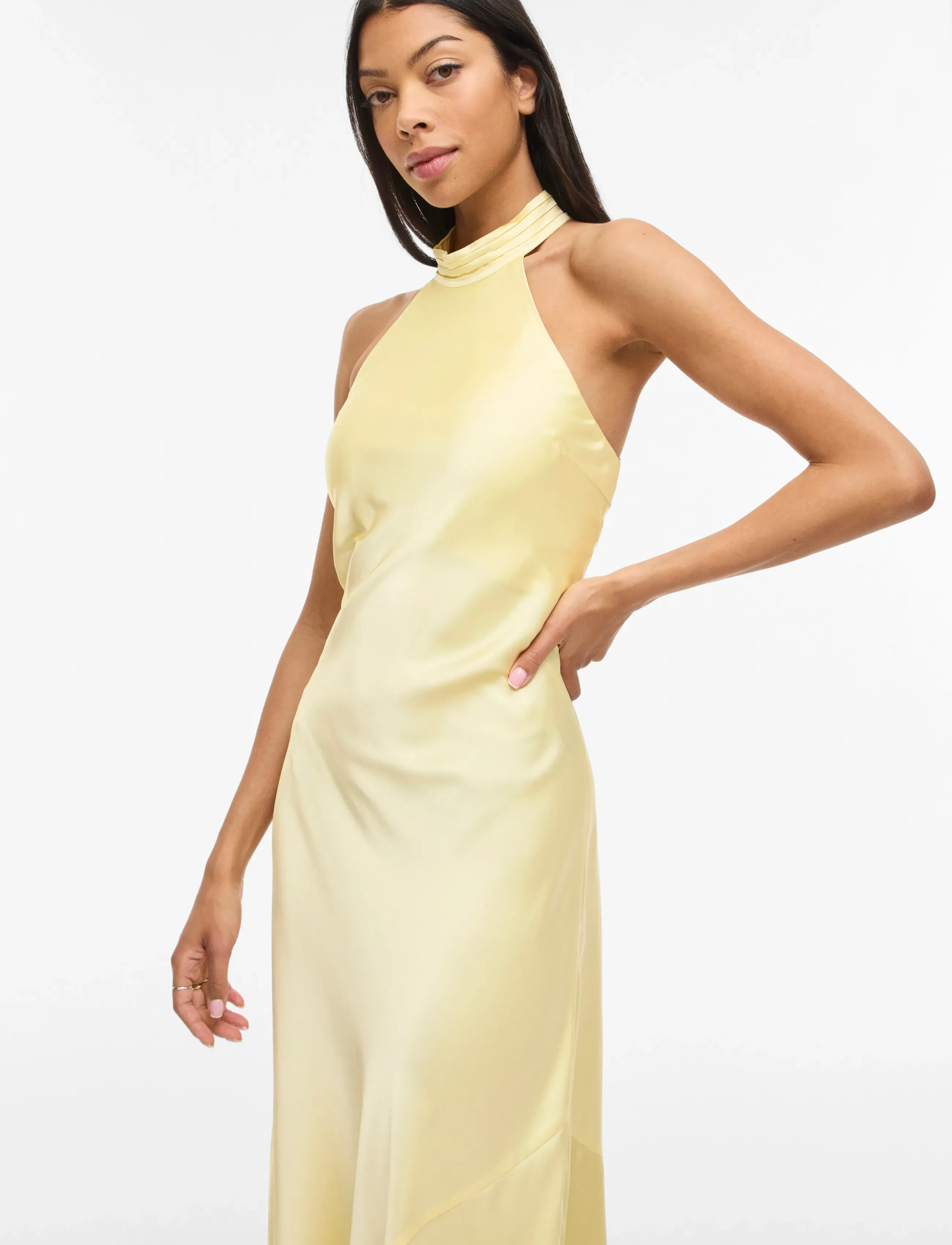Vila - VIBEA HALTERNECK ANKLE DRESS/DC/KA/BFS - slip dresses - pastel yellow - 5