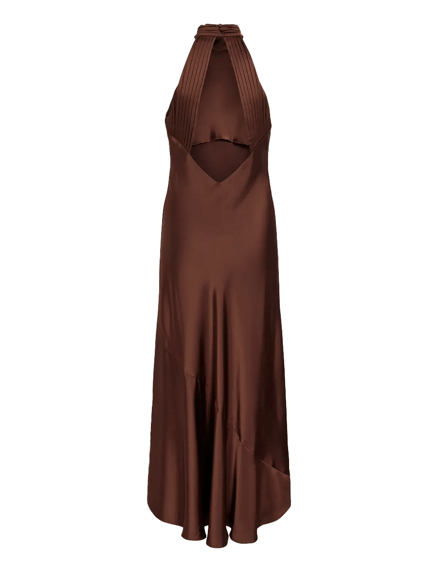 Vila - VIBEA HALTERNECK ANKLE DRESS/DC/KA/BFS - slip dresses - shaved chocolate - 2