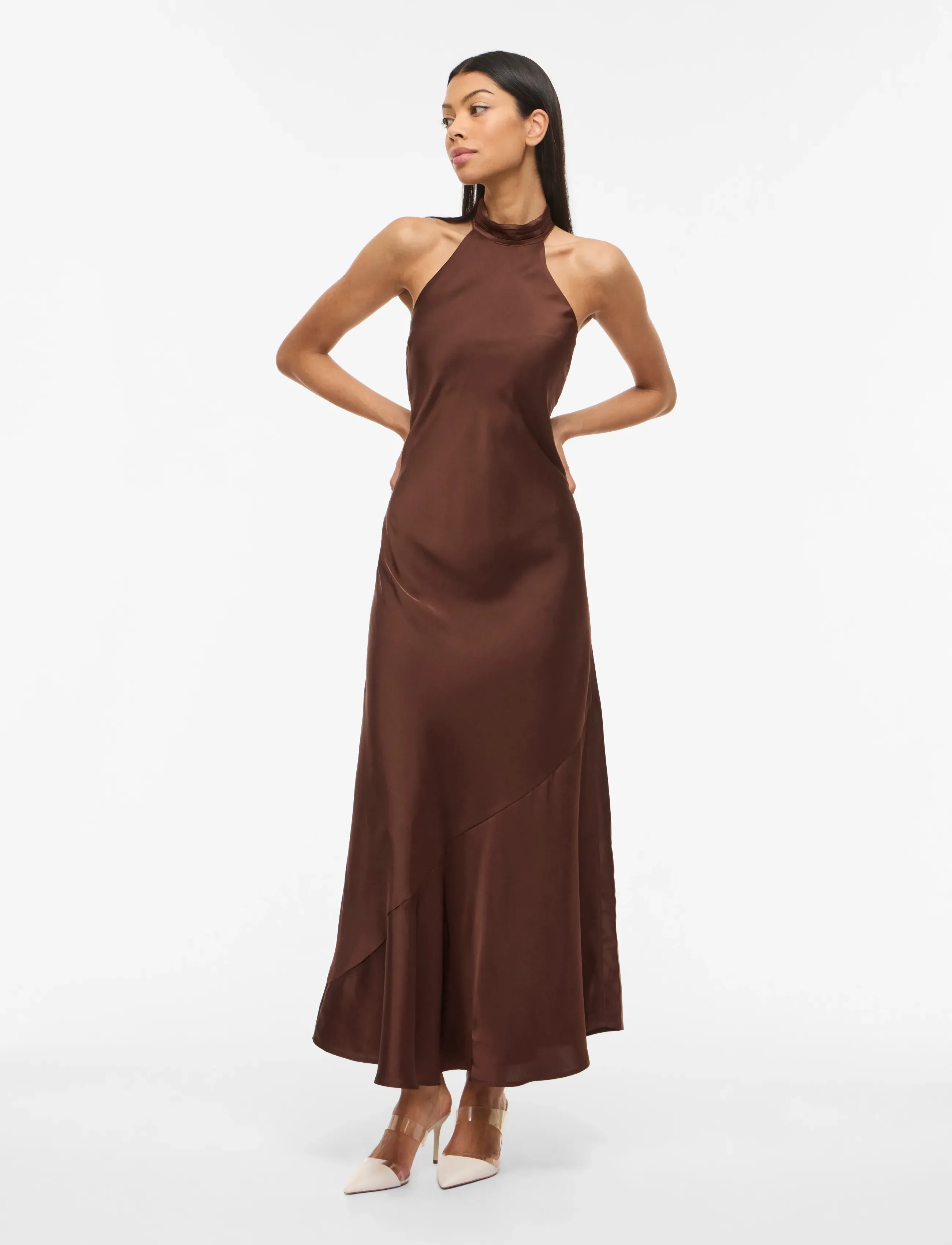 Vila Vibea Halterneck Ankle Dress/Dc/Ka/Bfs, 42, Dresses, Braun - Slip Frauen