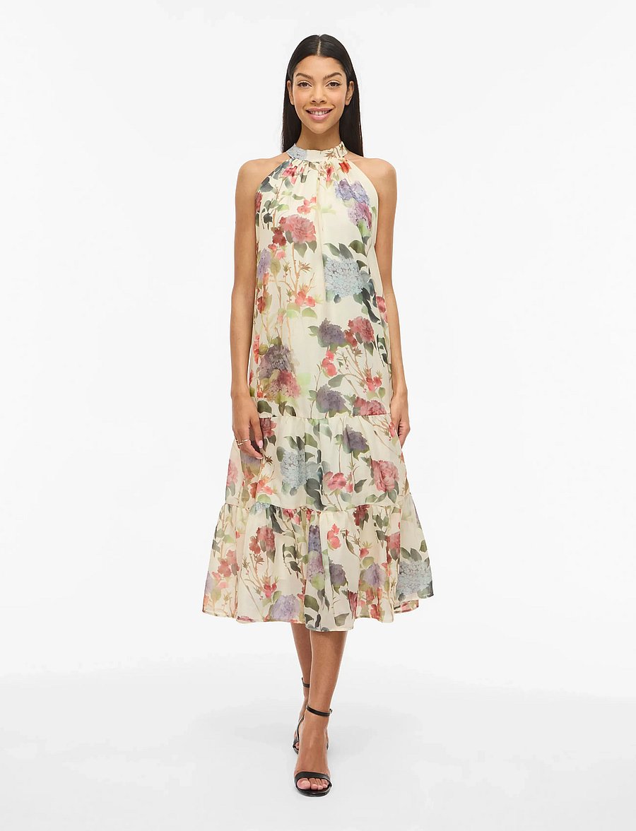 Vila - VINIA S/L HALTERNECK MIDI DRESS/DC/KA - robes d'été - birch - 4
