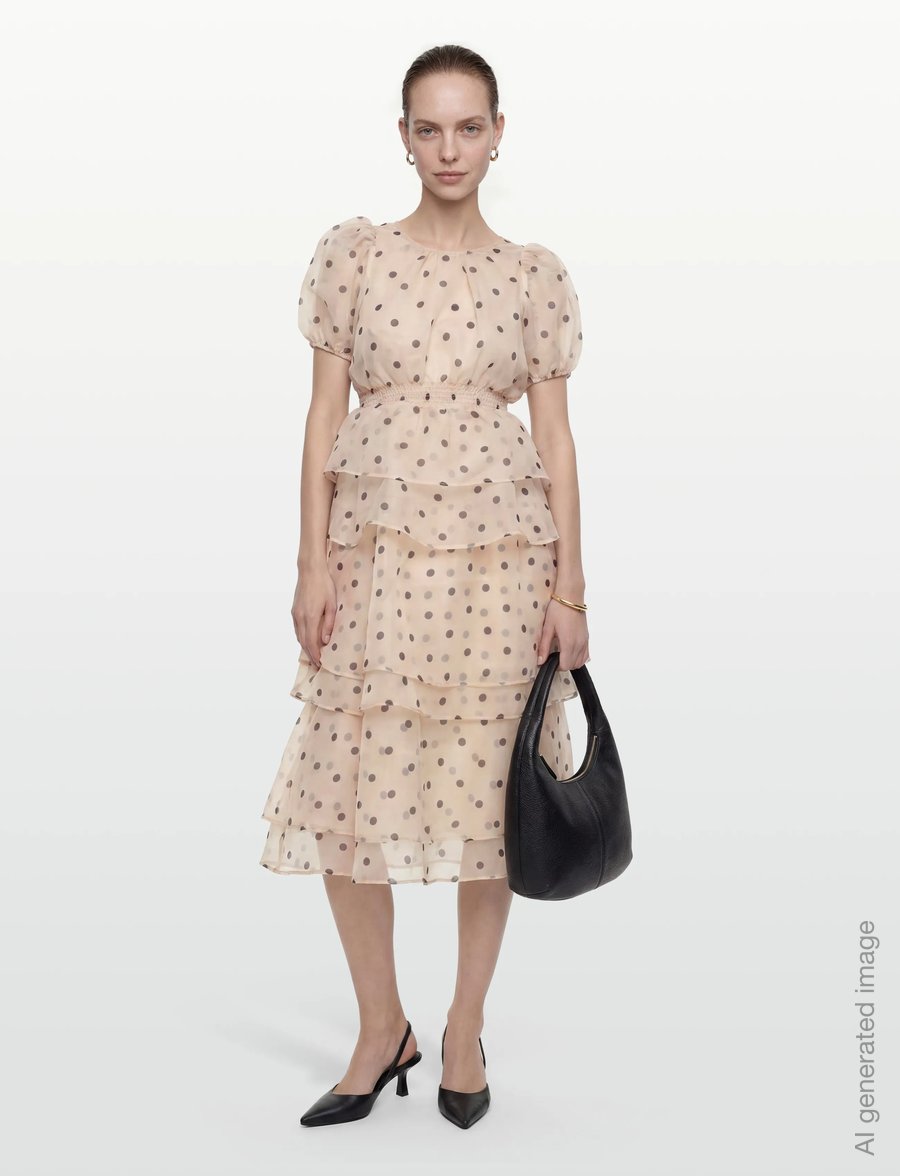 Vila - VIVANE S/S O-NECK MIDI DRESS/DC/KA - festkjoler - birch - 0