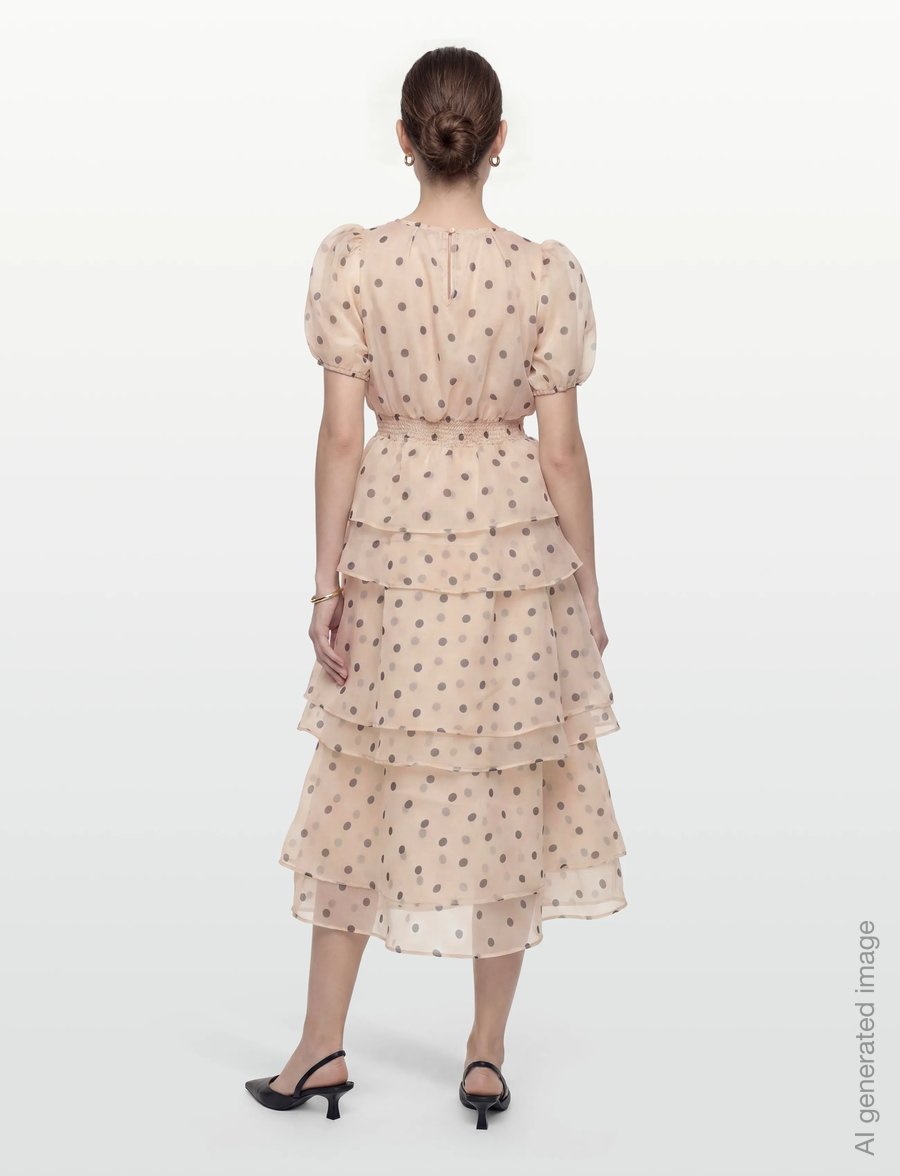 Vila - VIVANE S/S O-NECK MIDI DRESS/DC/KA - festkjoler - birch - 4