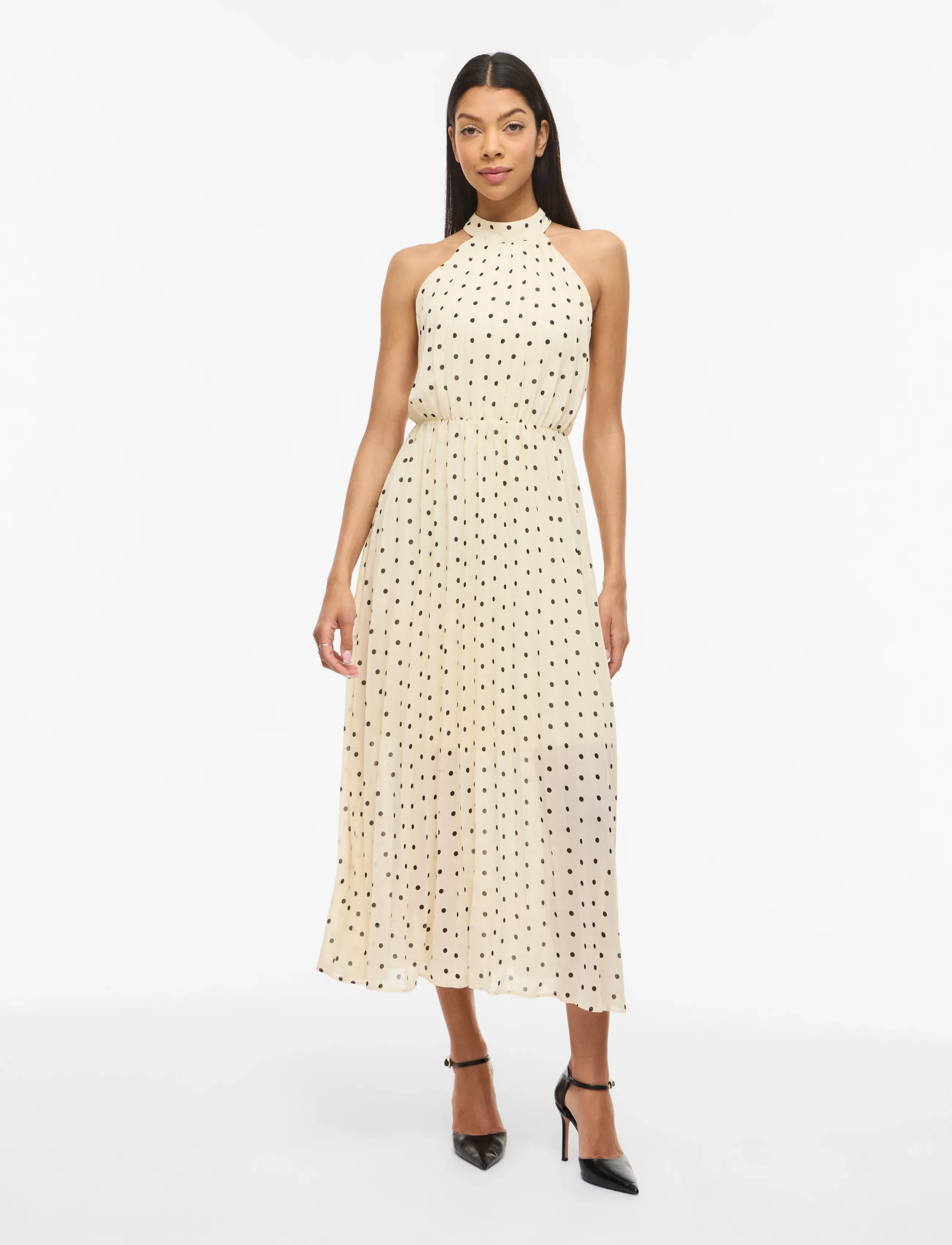 Vila VIMICADA HALTERNECK ANKLE DRESS/DC/KA - Vila - BIRCH / cream