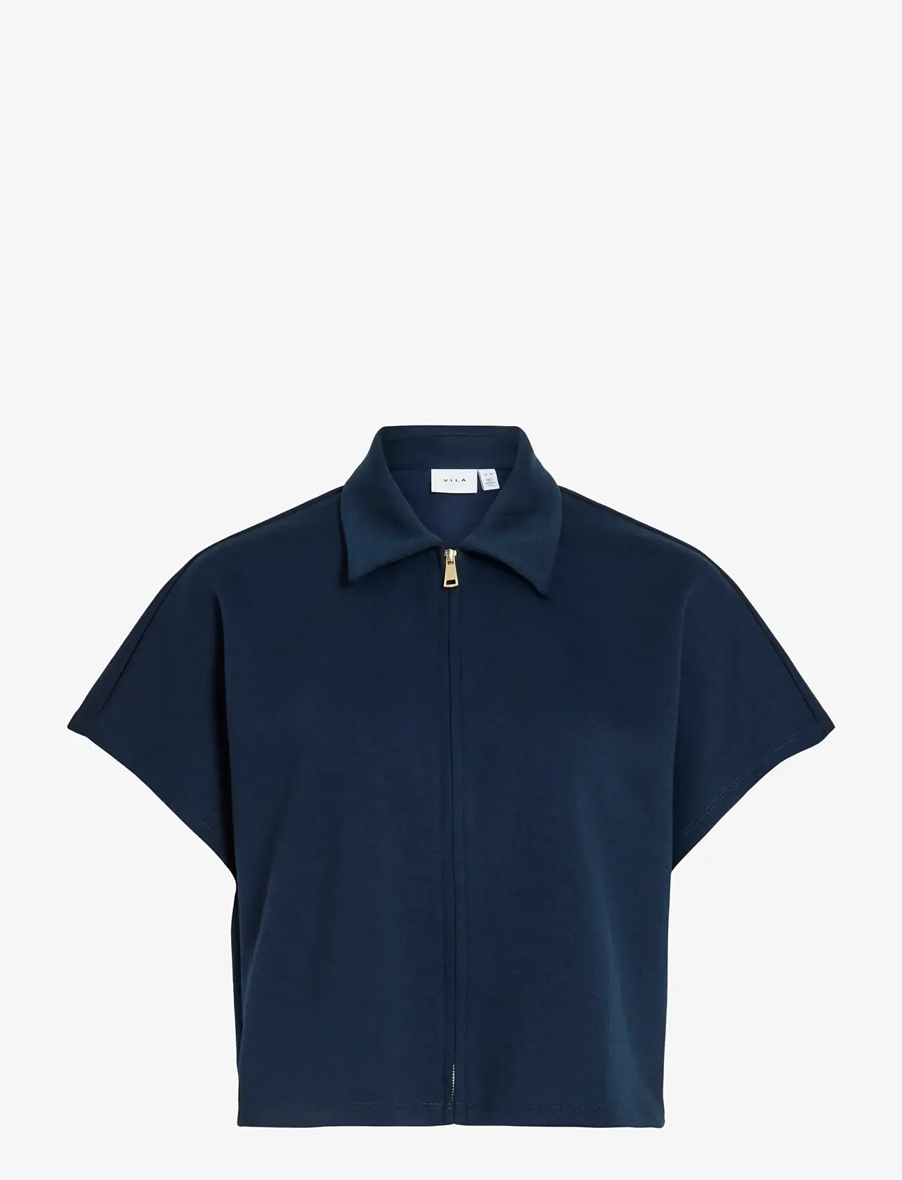 Vila - VISIFFI COLLAR S/S ZIPPER TOP/PB - crop tops - navy blazer - 1