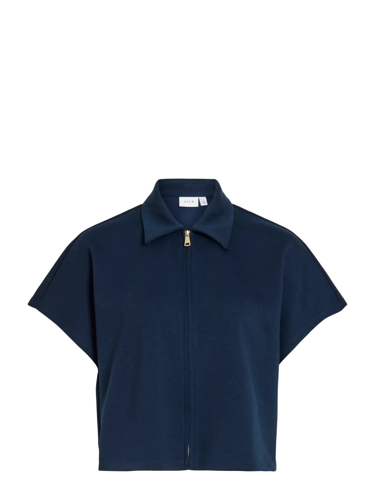 Vila VISIFFI COLLAR S/S ZIPPER TOP/PB - Vila - NAVY BLAZER / navy